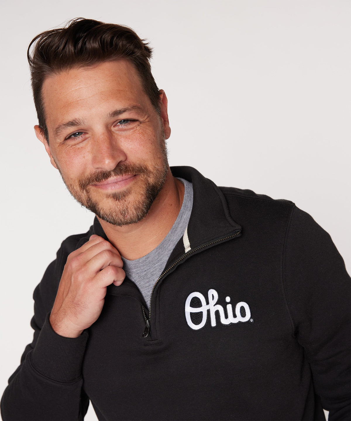Script Ohio Applique Quarter Zip Pullover
