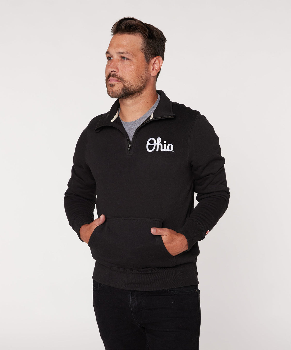 Script Ohio Applique Quarter Zip Pullover