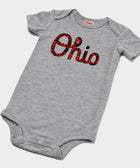 Script Ohio Plaid Baby One Piece