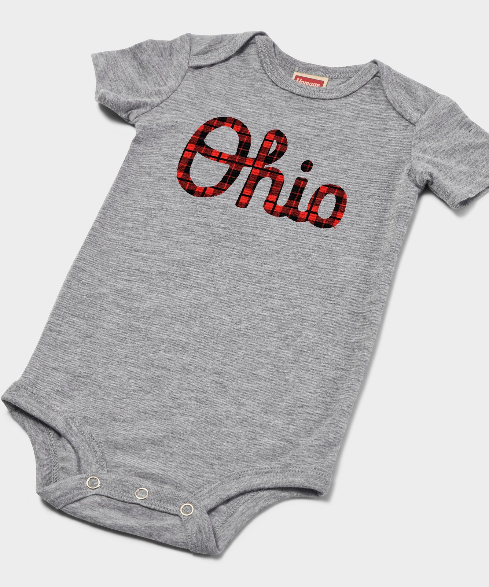 Script Ohio Plaid Baby One Piece