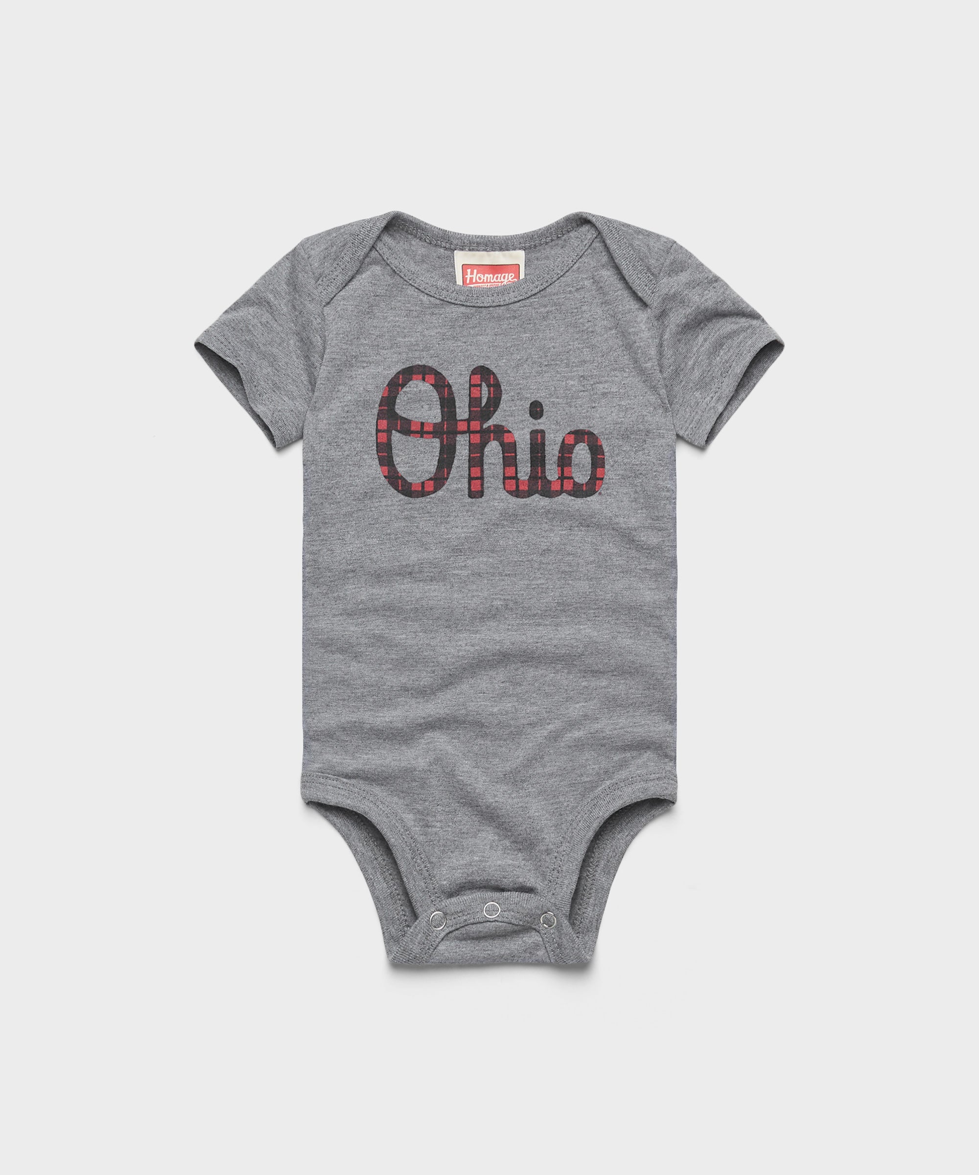 Script Ohio Plaid Baby One Piece