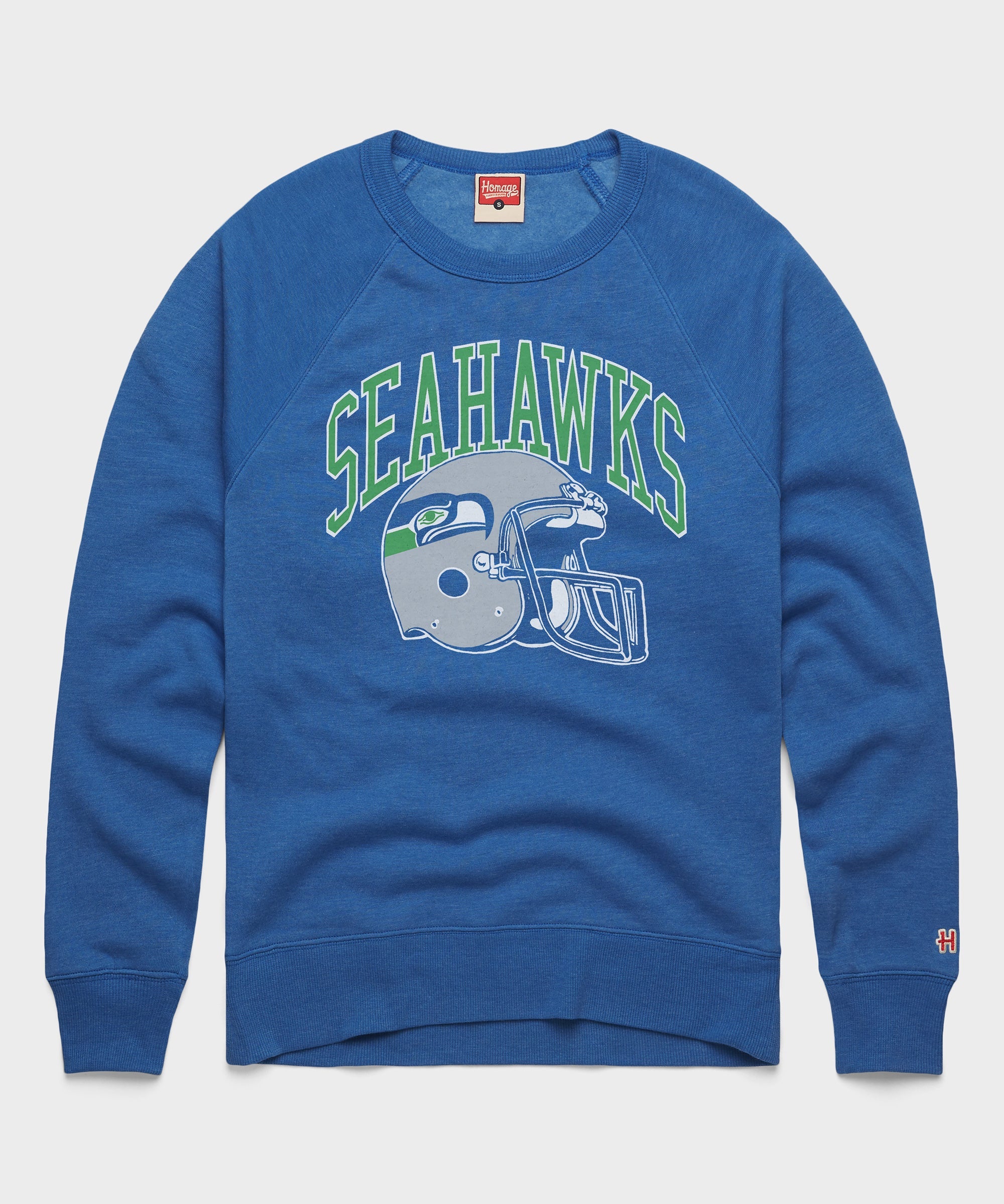 Seattle Seahawks Helmet Retro Crewneck Royal Blue