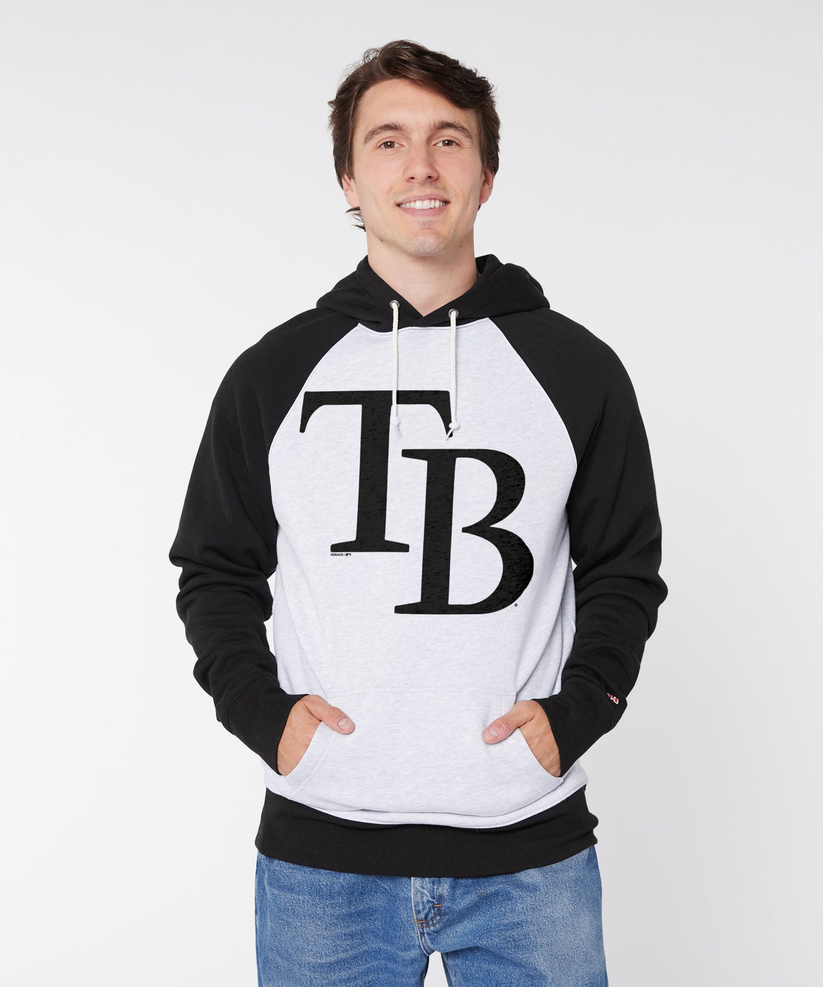 Tampa Bay Rays Cap Logo '08 Blackout Colorblock Hoodie