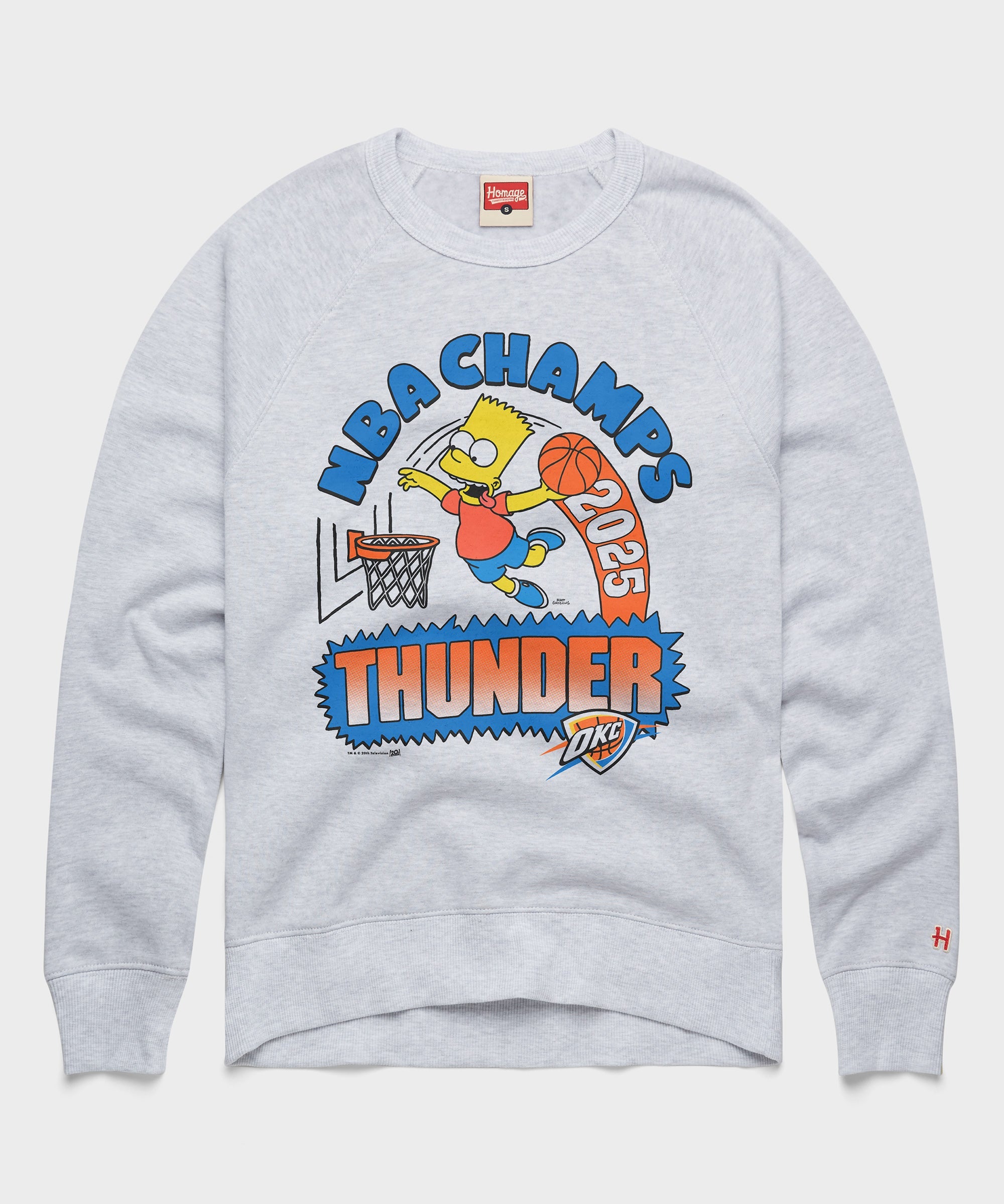 The Simpsons Bart x Thunder 2025 NBA Champs Crewneck Ash