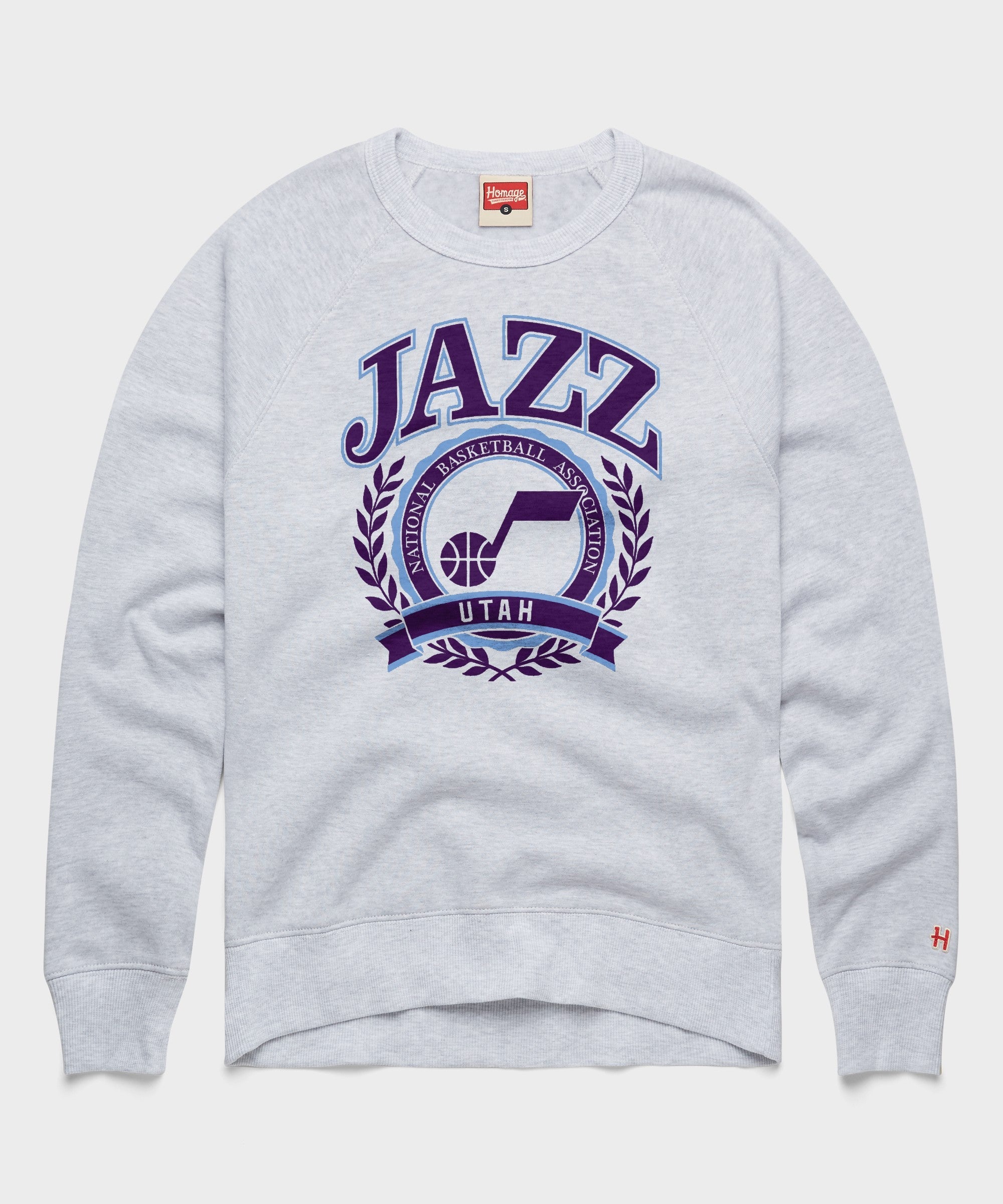 Utah Jazz Crest Crewneck Ash