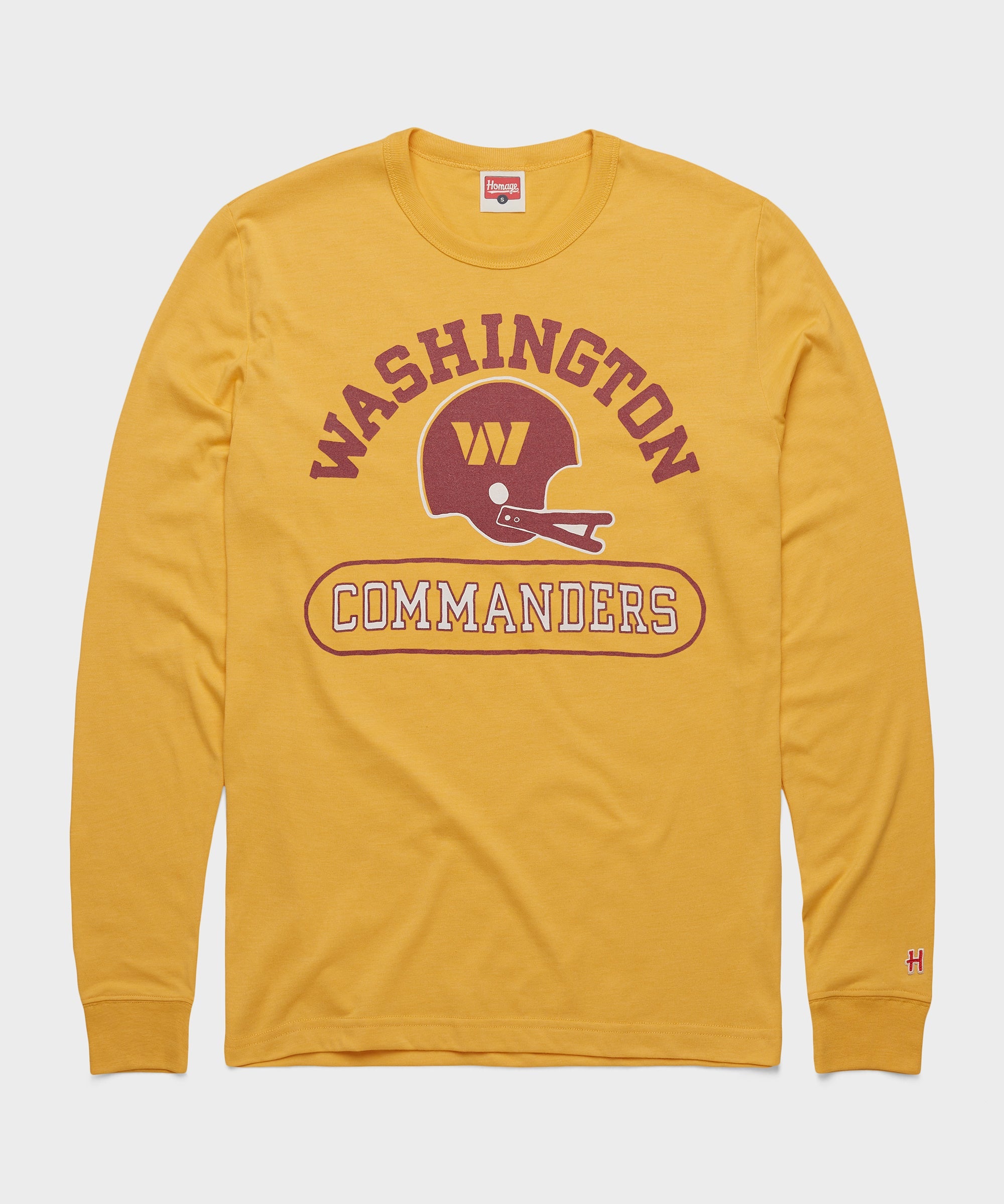 Washington Commanders Throwback Helmet Long Sleeve Tee Gold