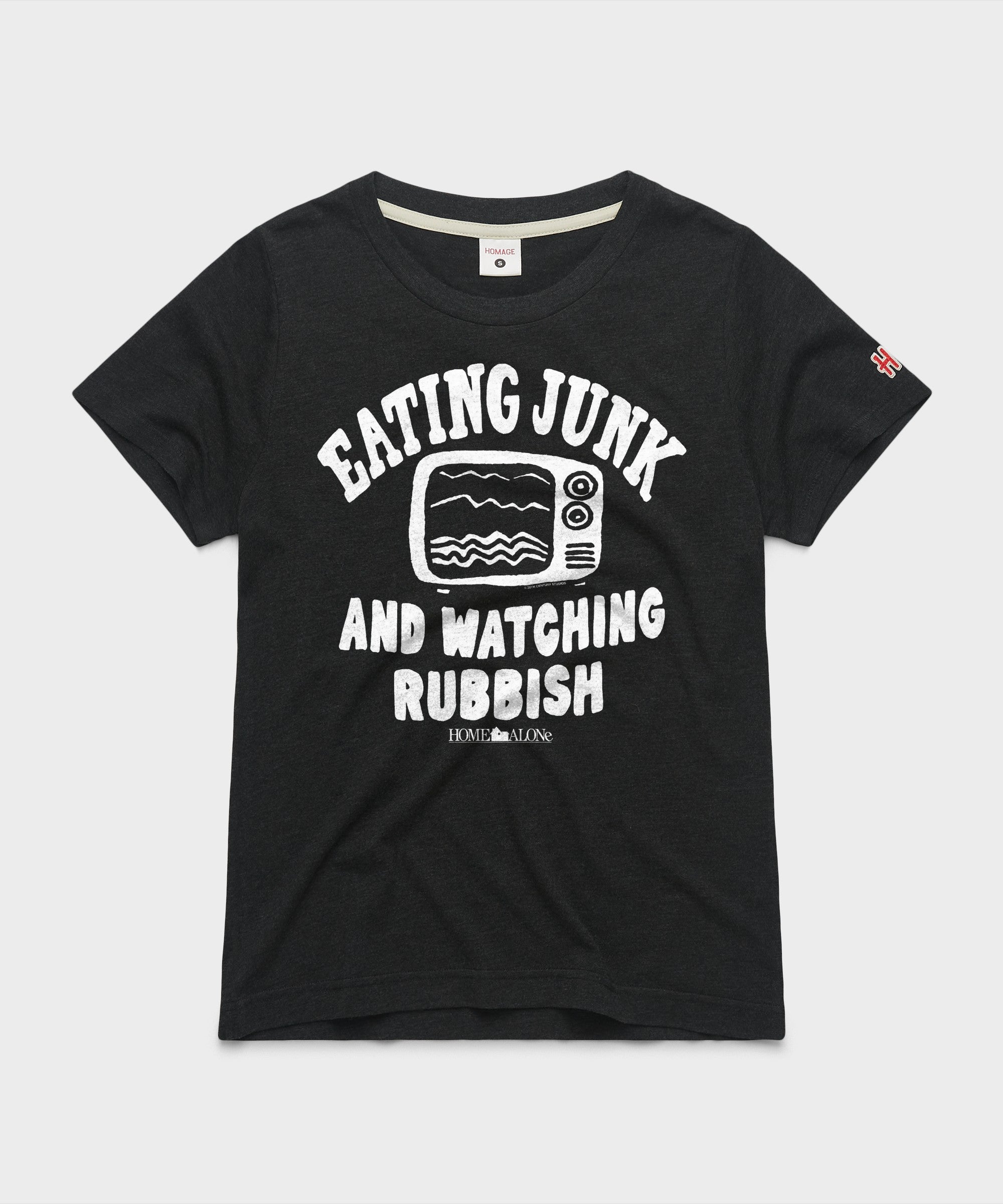 Women's Home Alone Eating Junk And Watching Rubbish