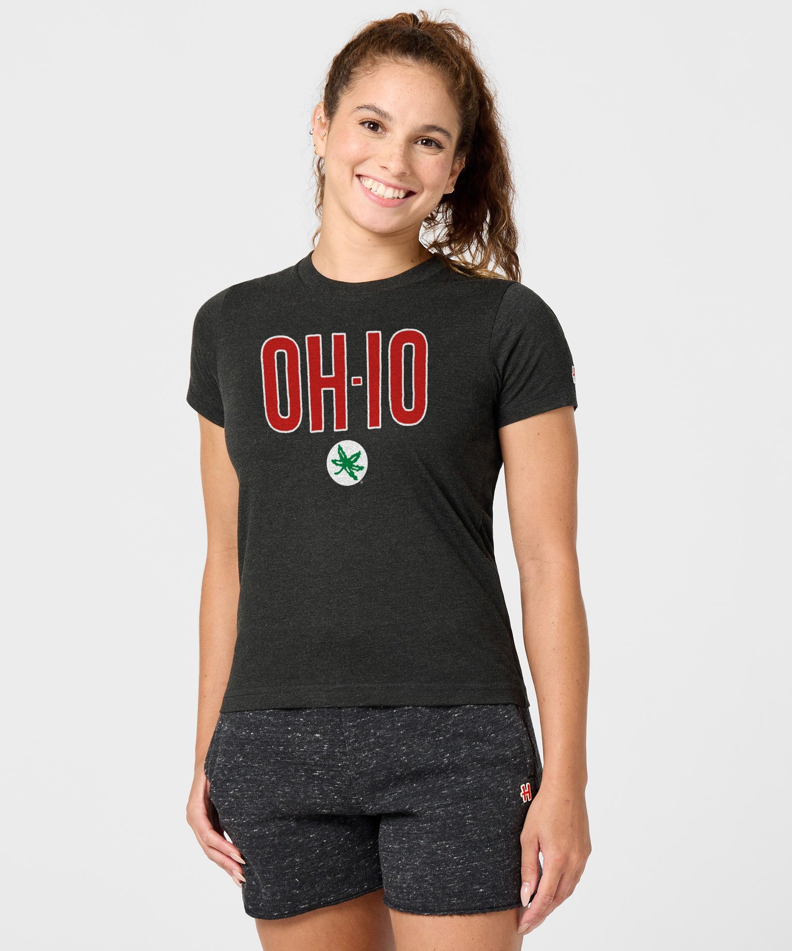Women's Oh Io Buckeye Leaf