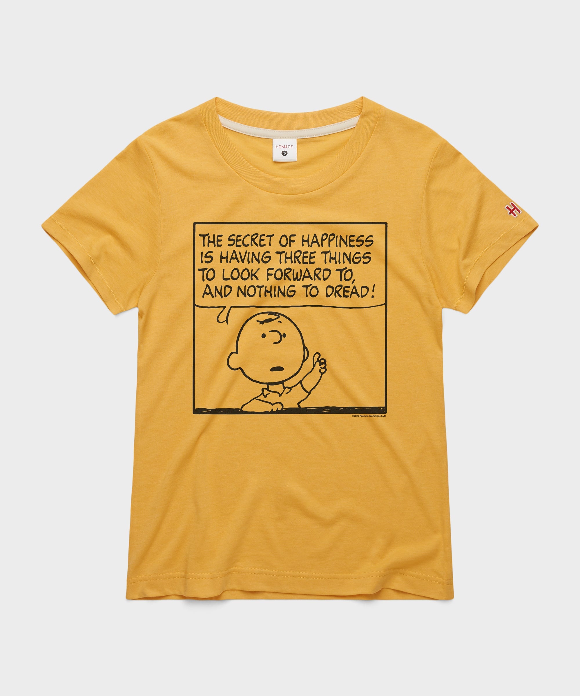 Women's Peanuts Charlie Brown Secret Of Happiness Gold