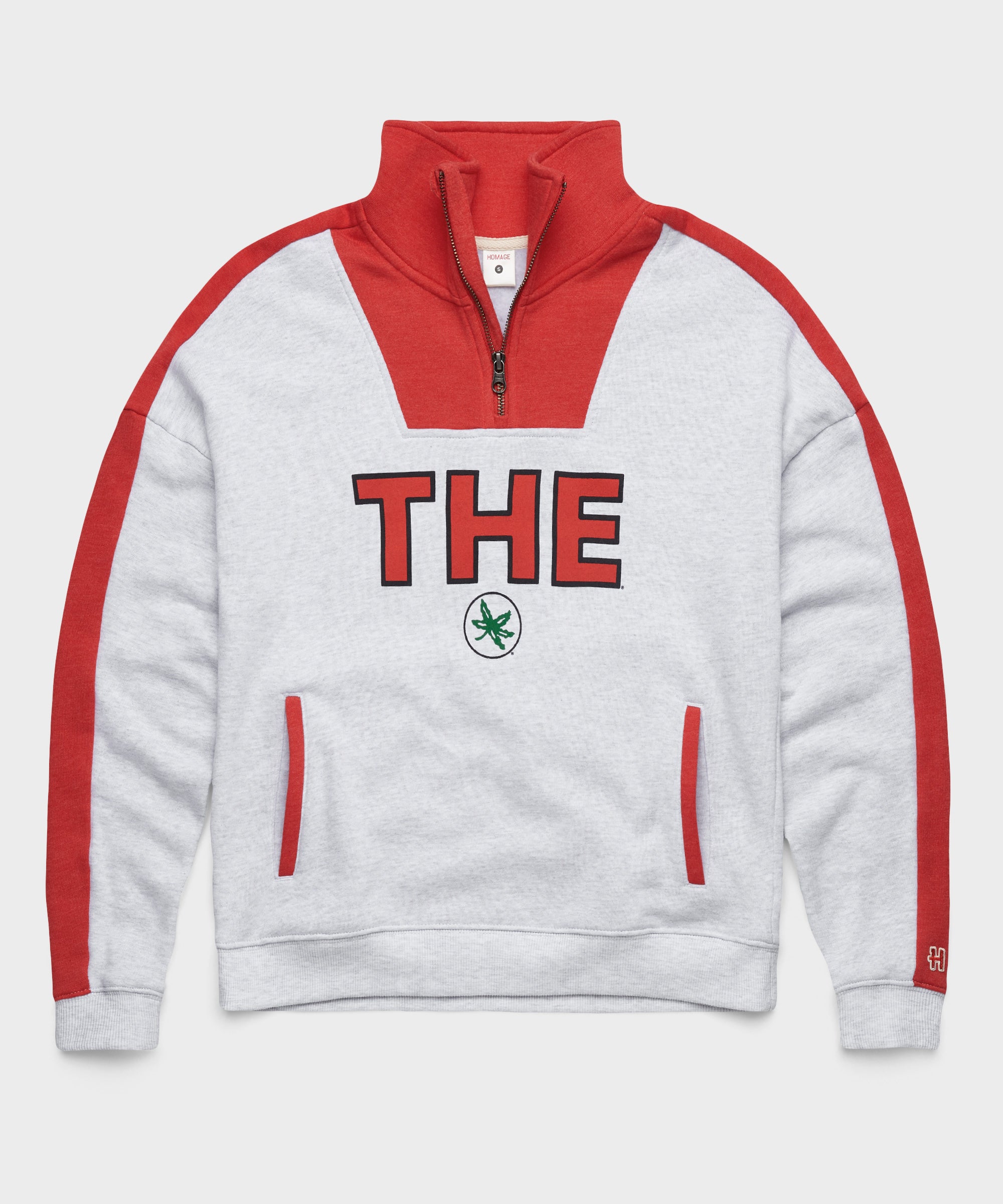 Women's THE Ohio State Buckeyes Colorblock Quarter Zip Red/Ash