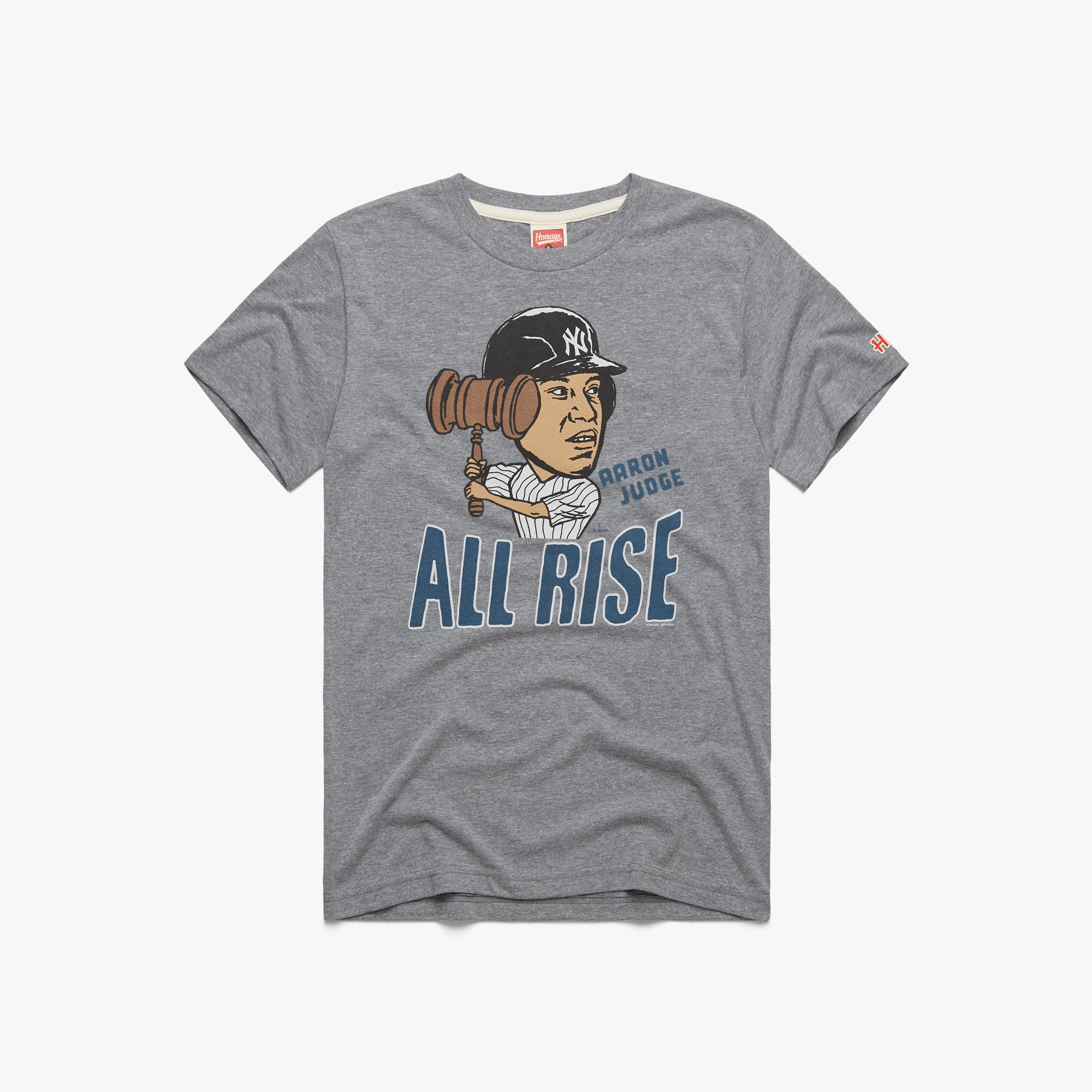 Yankees Aaron Judge All Rise T-Shirt from Homage. | Grey | Vintage Apparel from Homage.