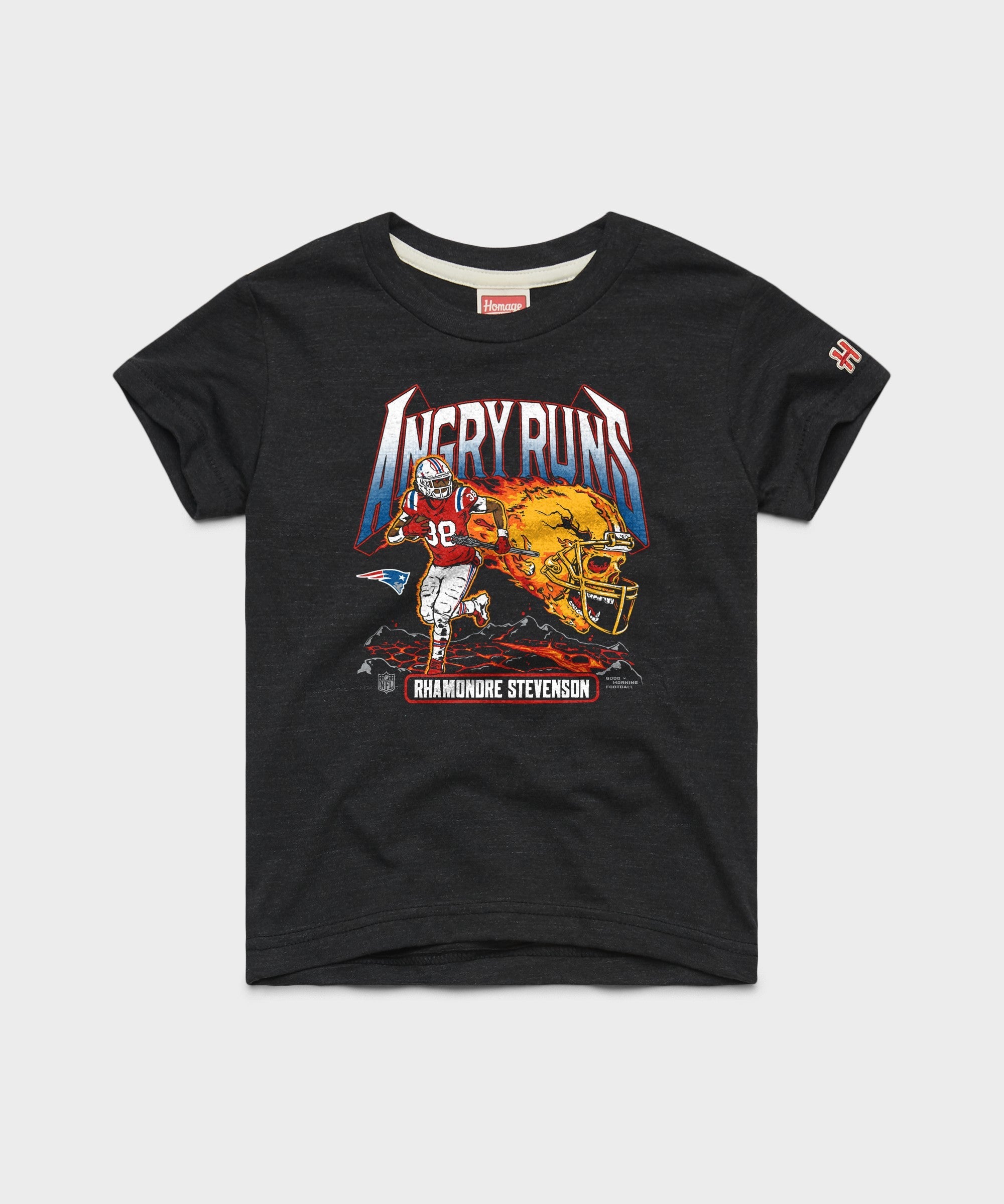 Youth Angry Runs 2025 Patriots Rhamondre Stevenson Charcoal