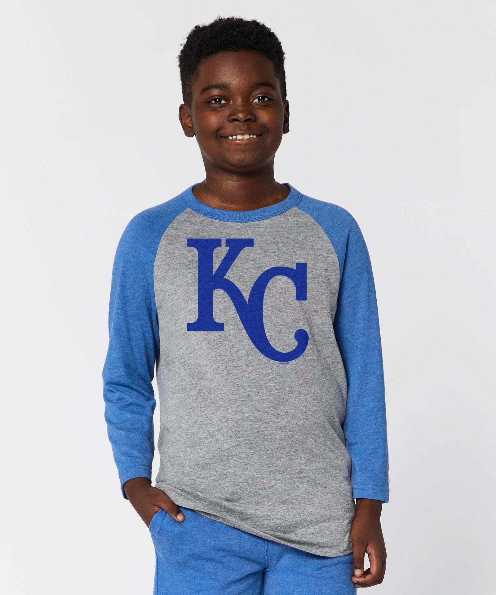 Youth Kansas City Royals Cap Logo '69 Raglan