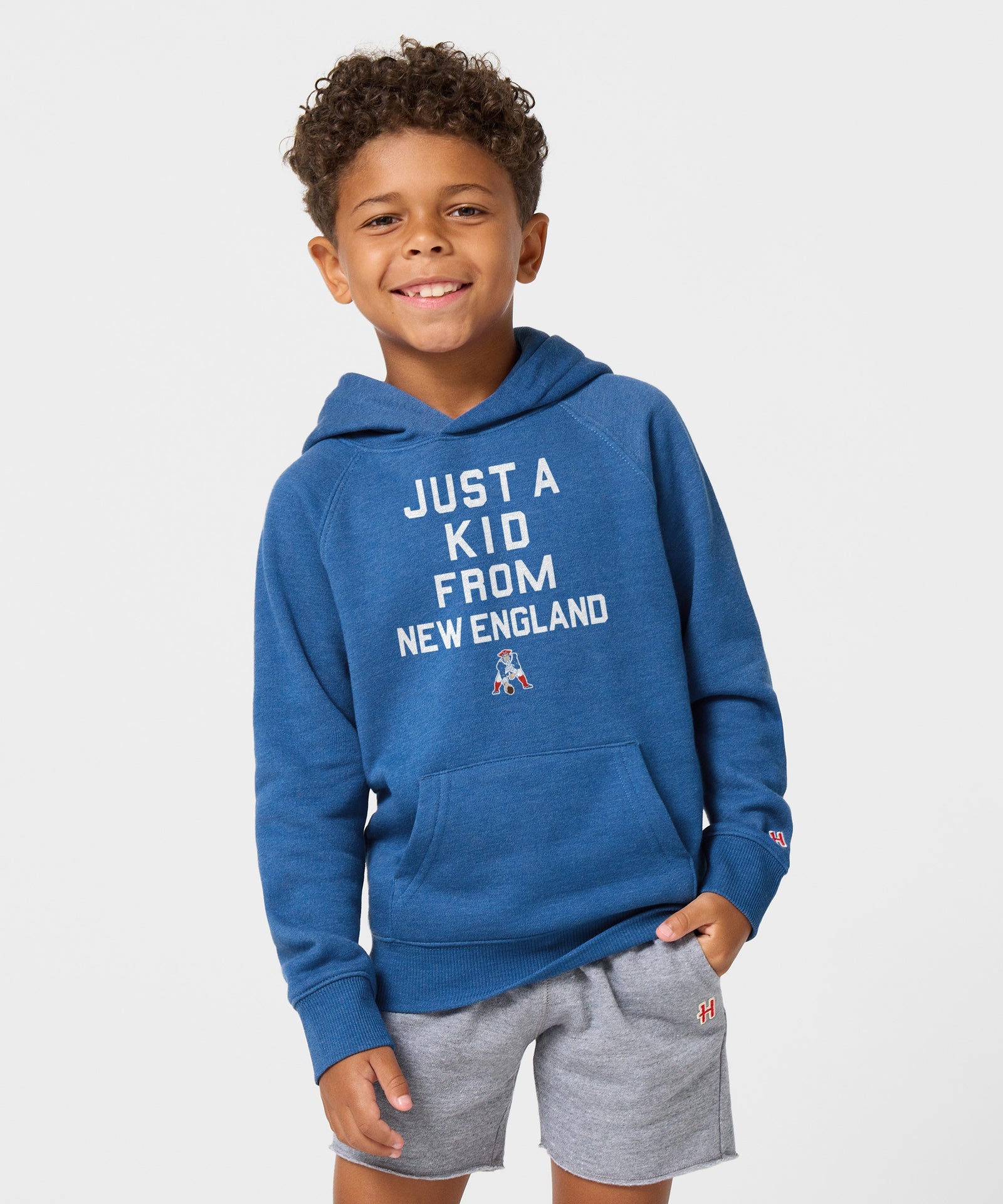 Youth New England Patriots Just A Kid From New England Hoodie
