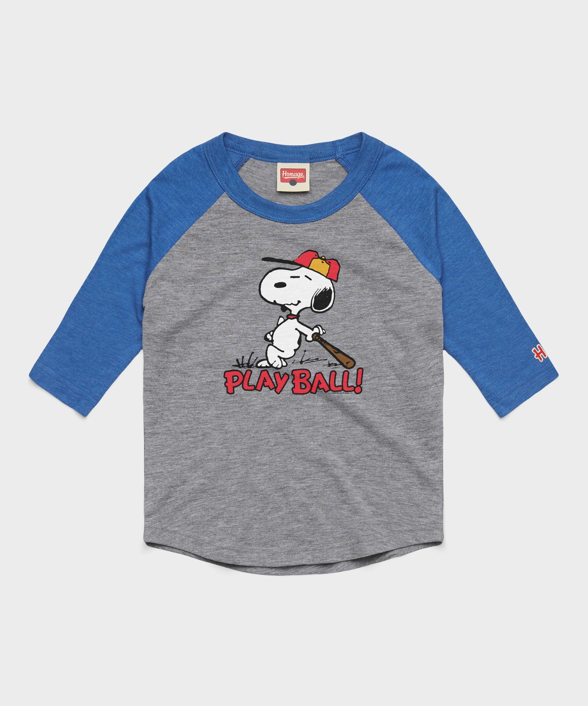 youth peanuts snoopy play ball raglan