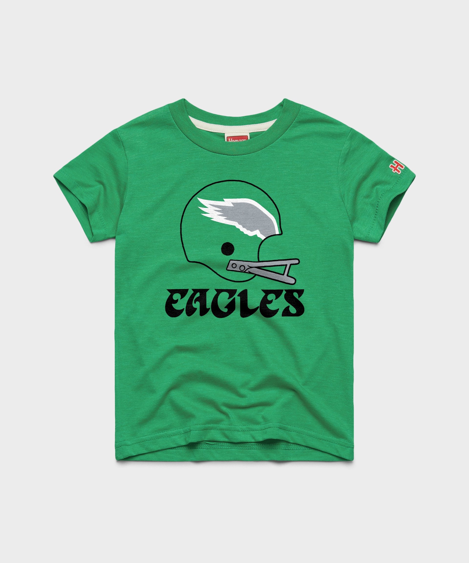 Youth Philadelphia Eagles Big Helmet Youth T-Shirt | Kelly Green Eagles Apparel from Homage