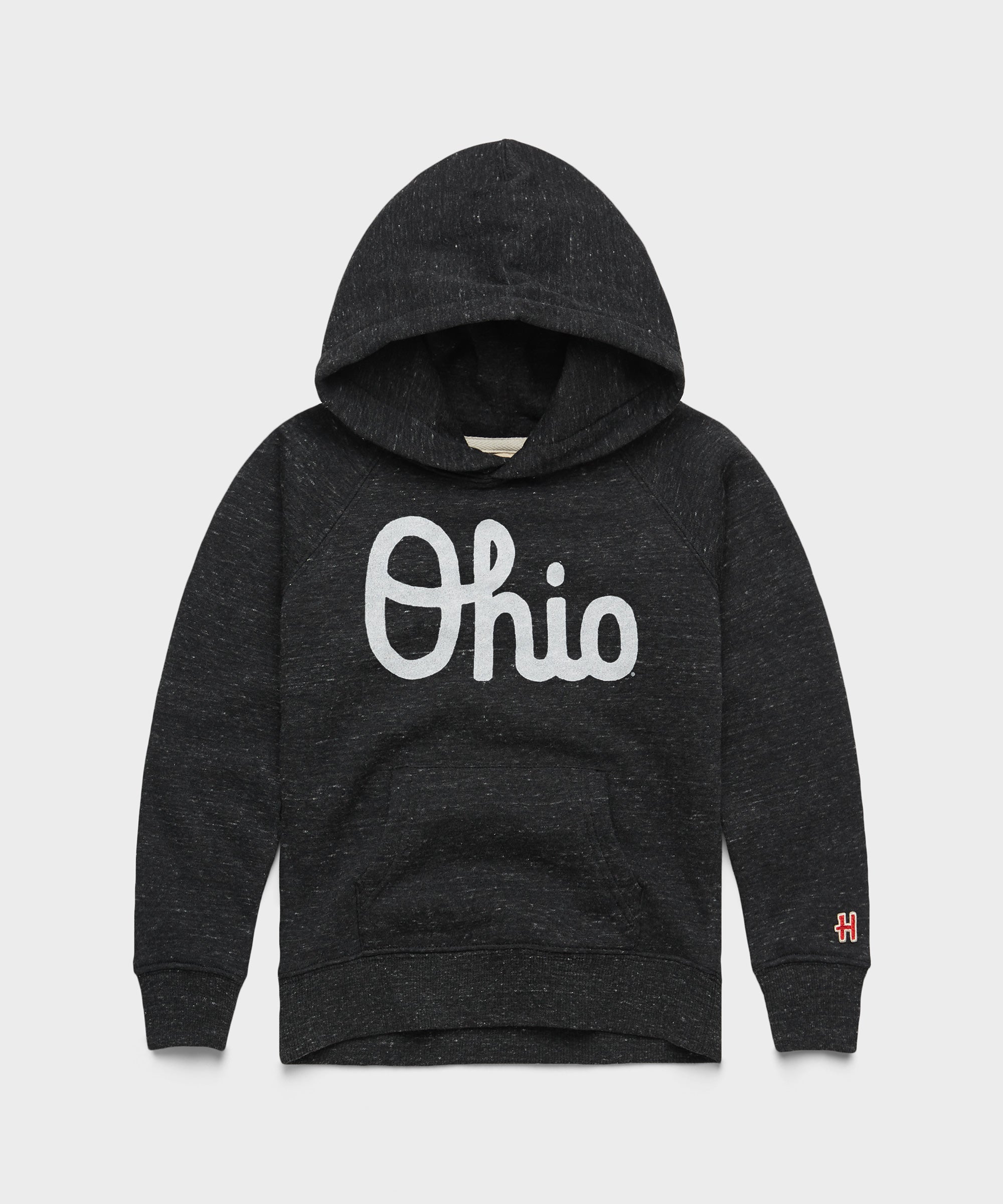 Youth Script Ohio Hoodie Charcoal/White Ink