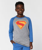 youth superman 2025 shield raglan