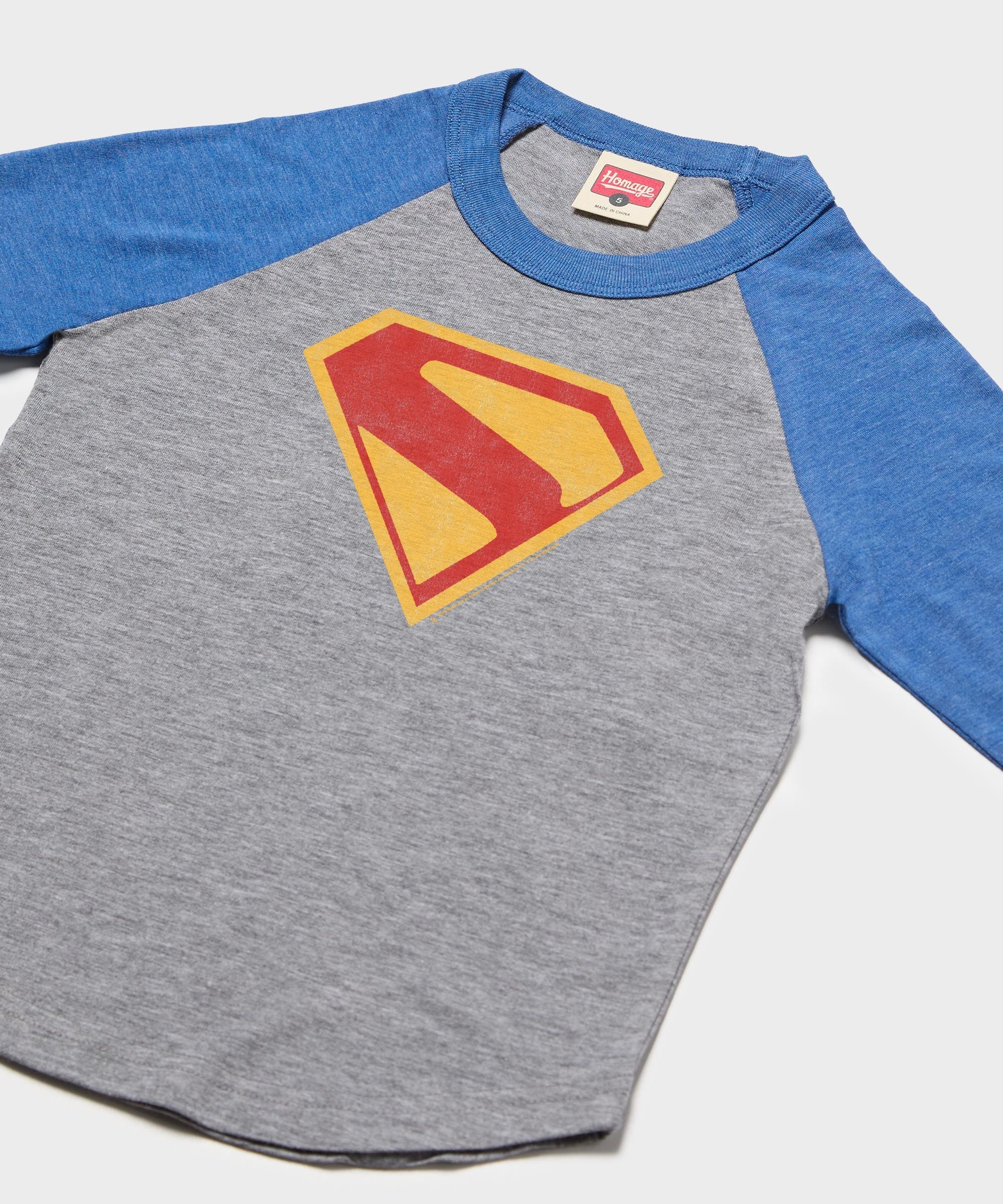 youth superman 2025 shield raglan