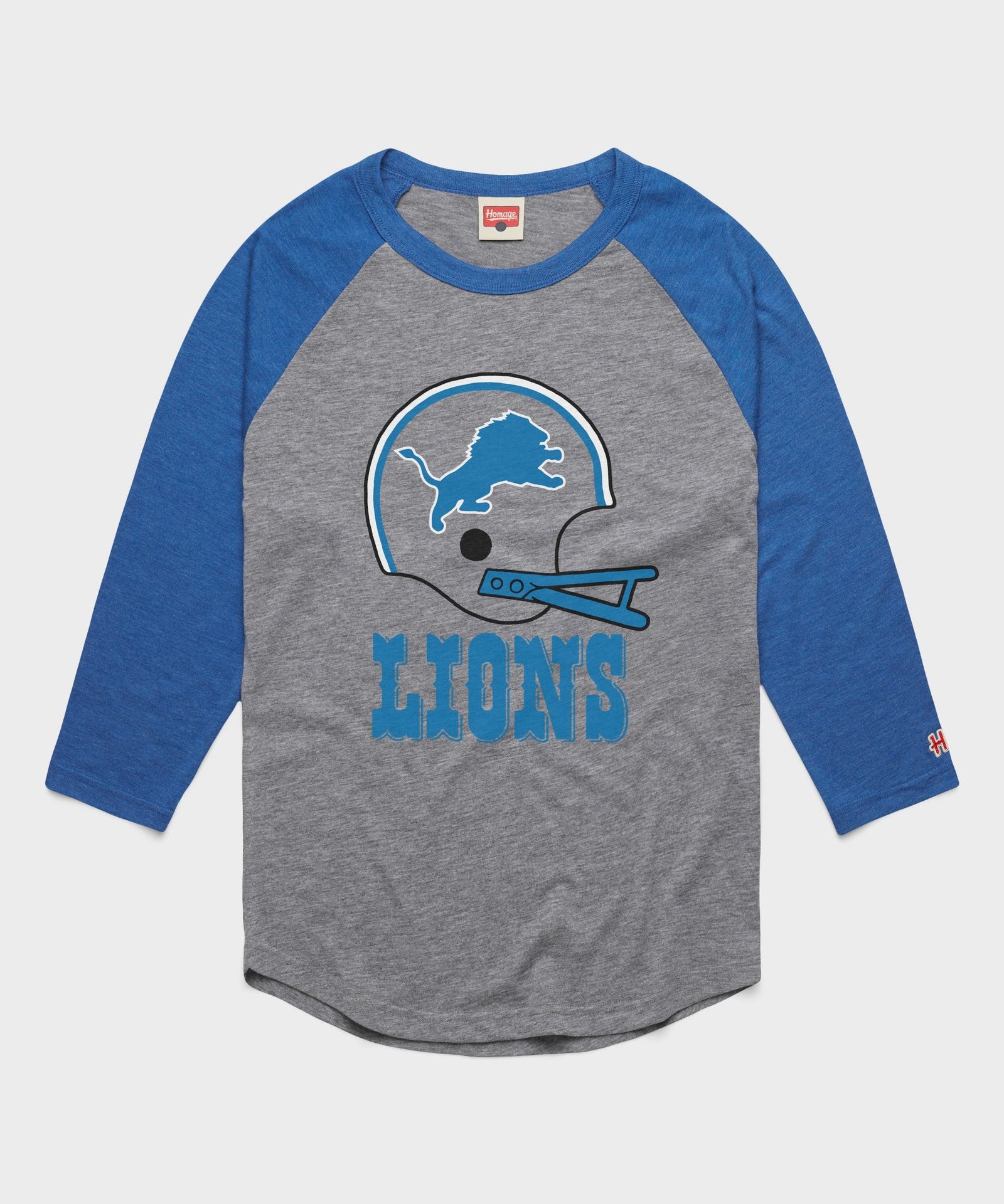 detroit lions big helmet raglan