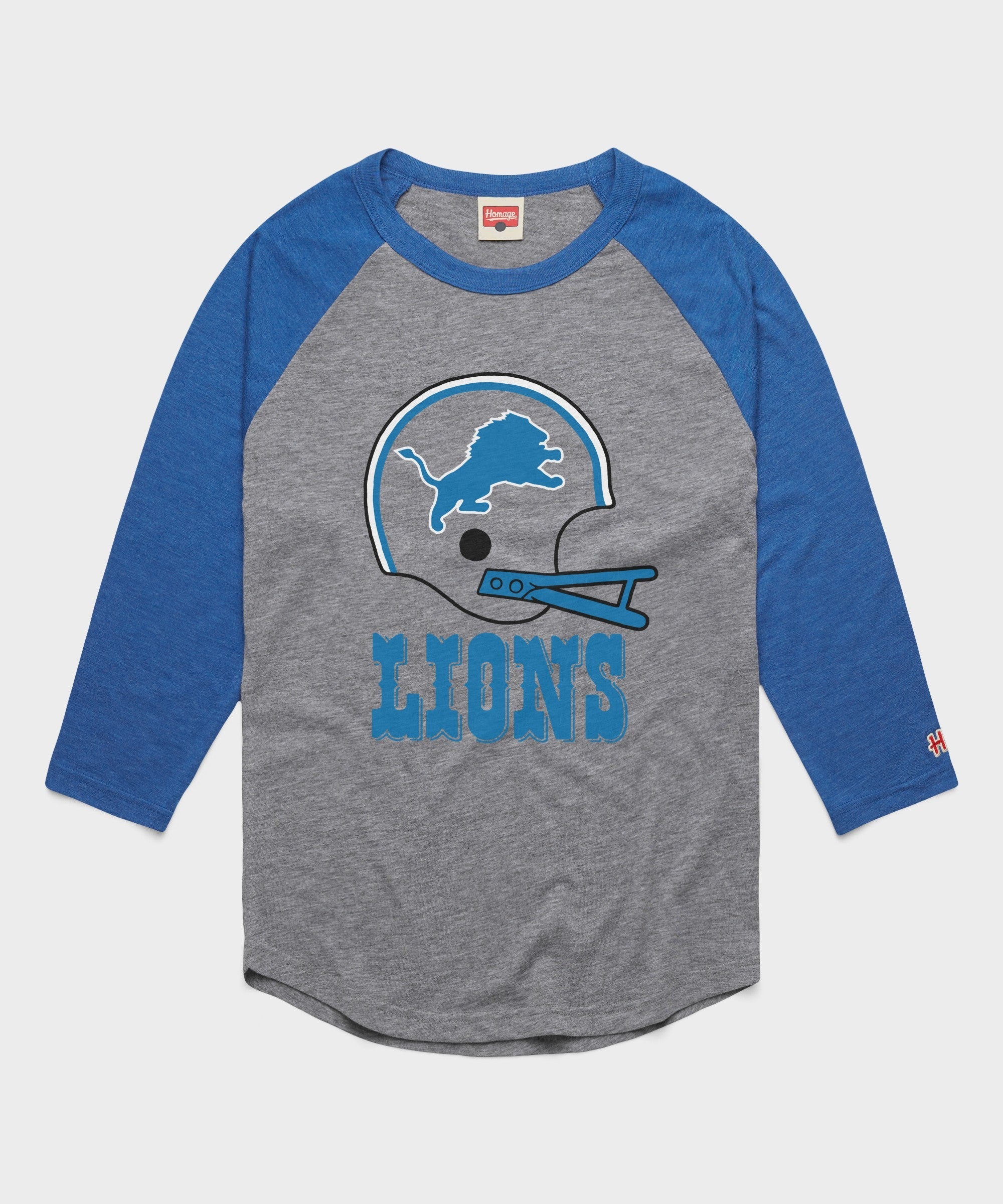 detroit lions big helmet raglan