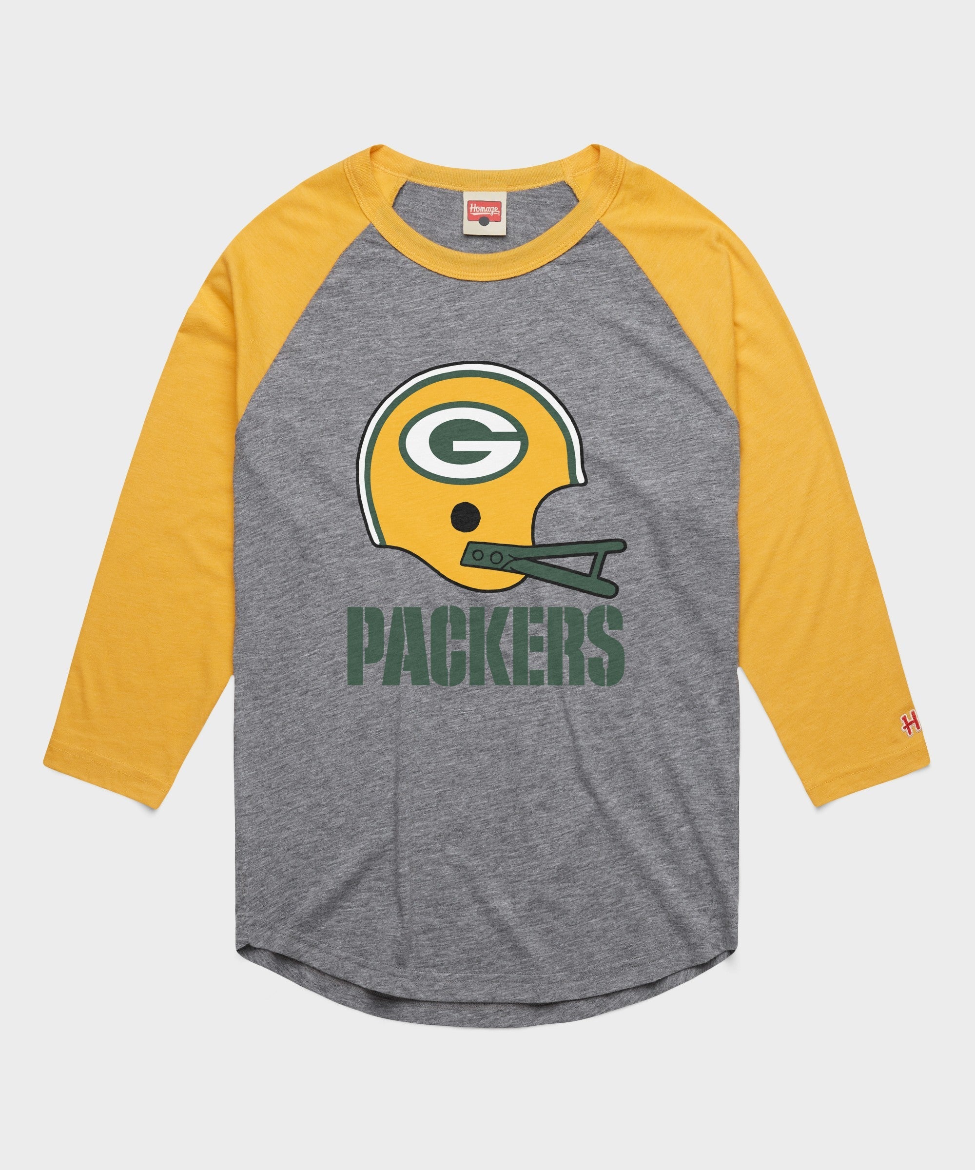 green bay packers big helmet raglan