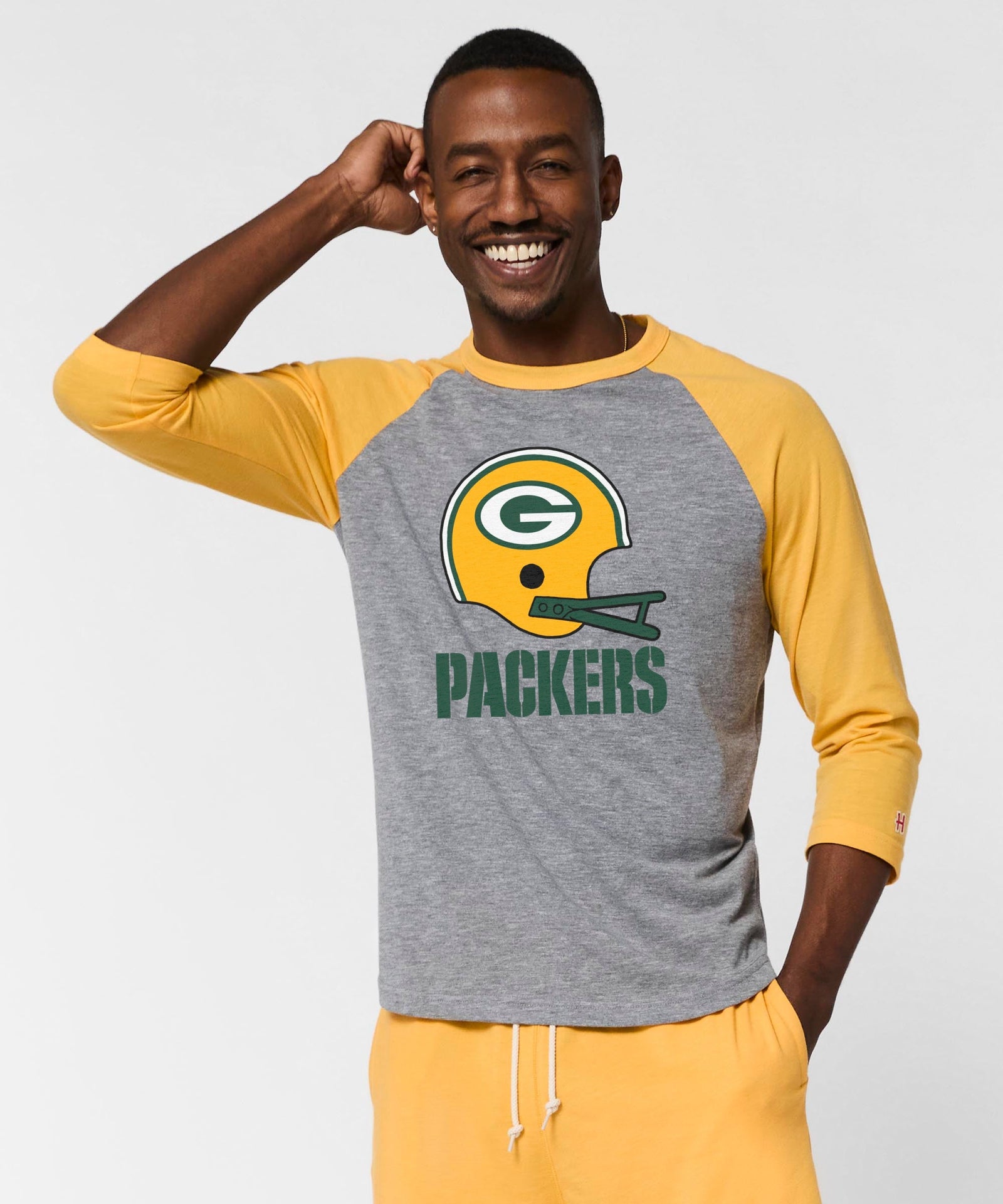 green bay packers big helmet raglan