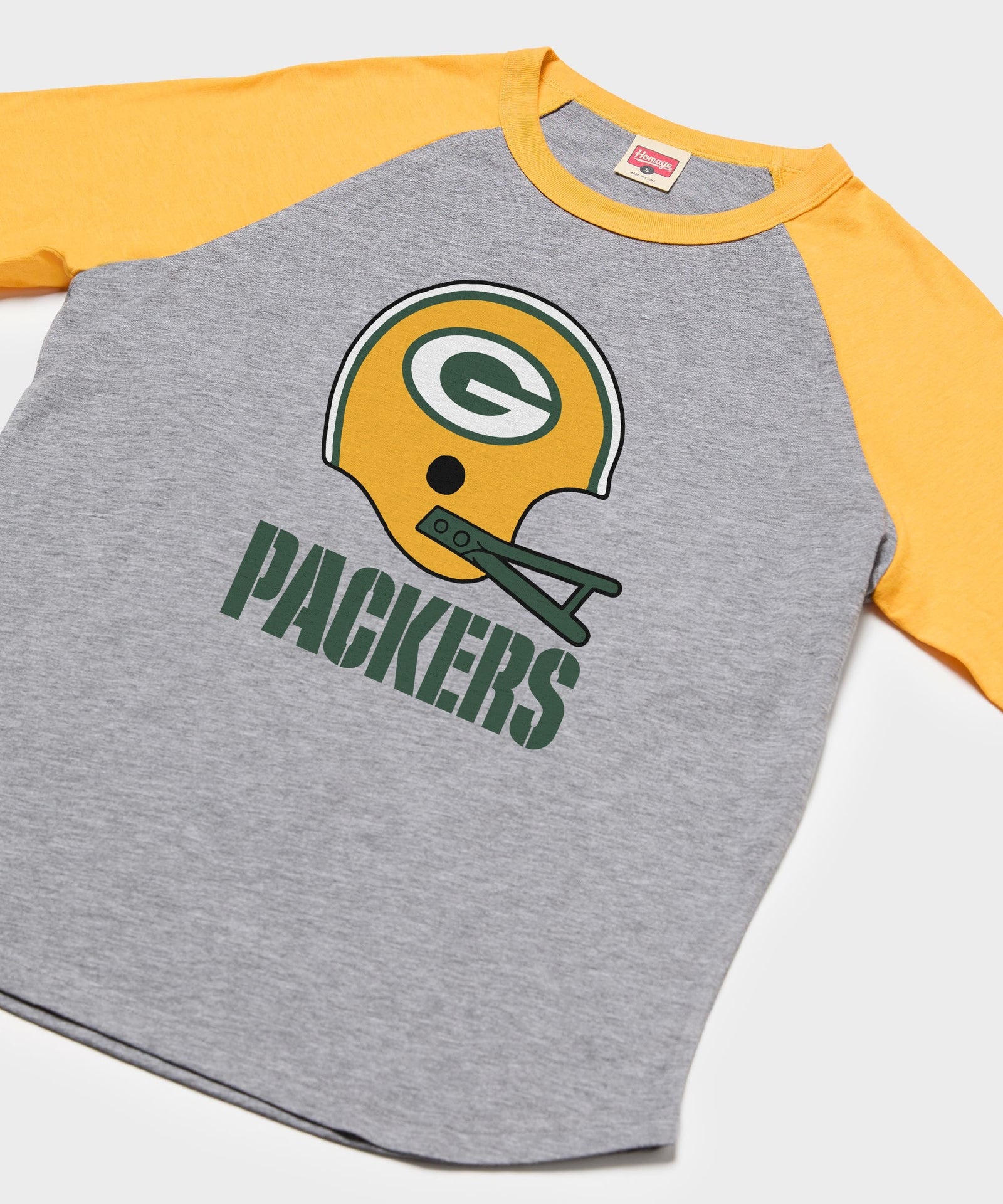 green bay packers big helmet raglan