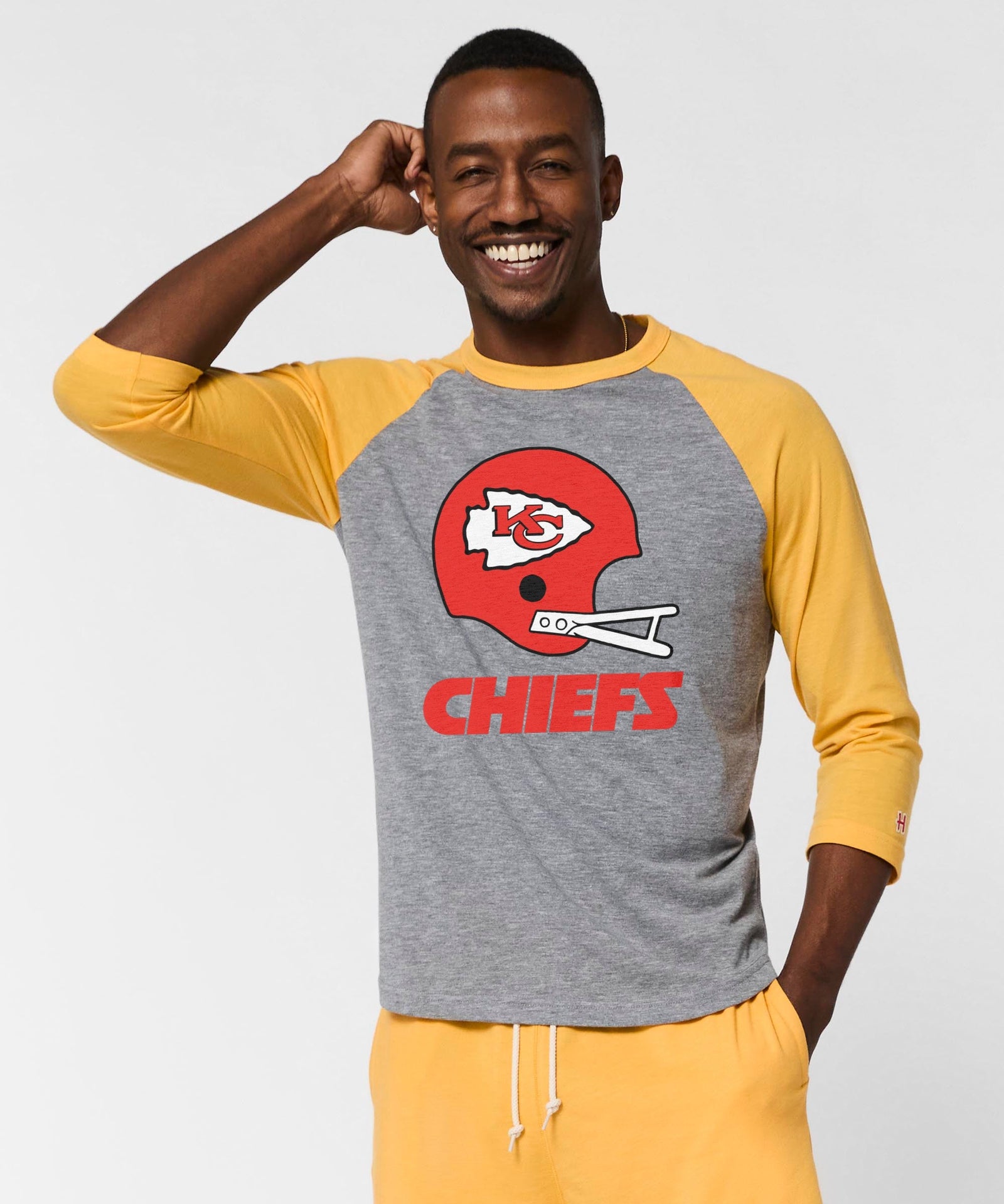kansas city chiefs big helmet raglan