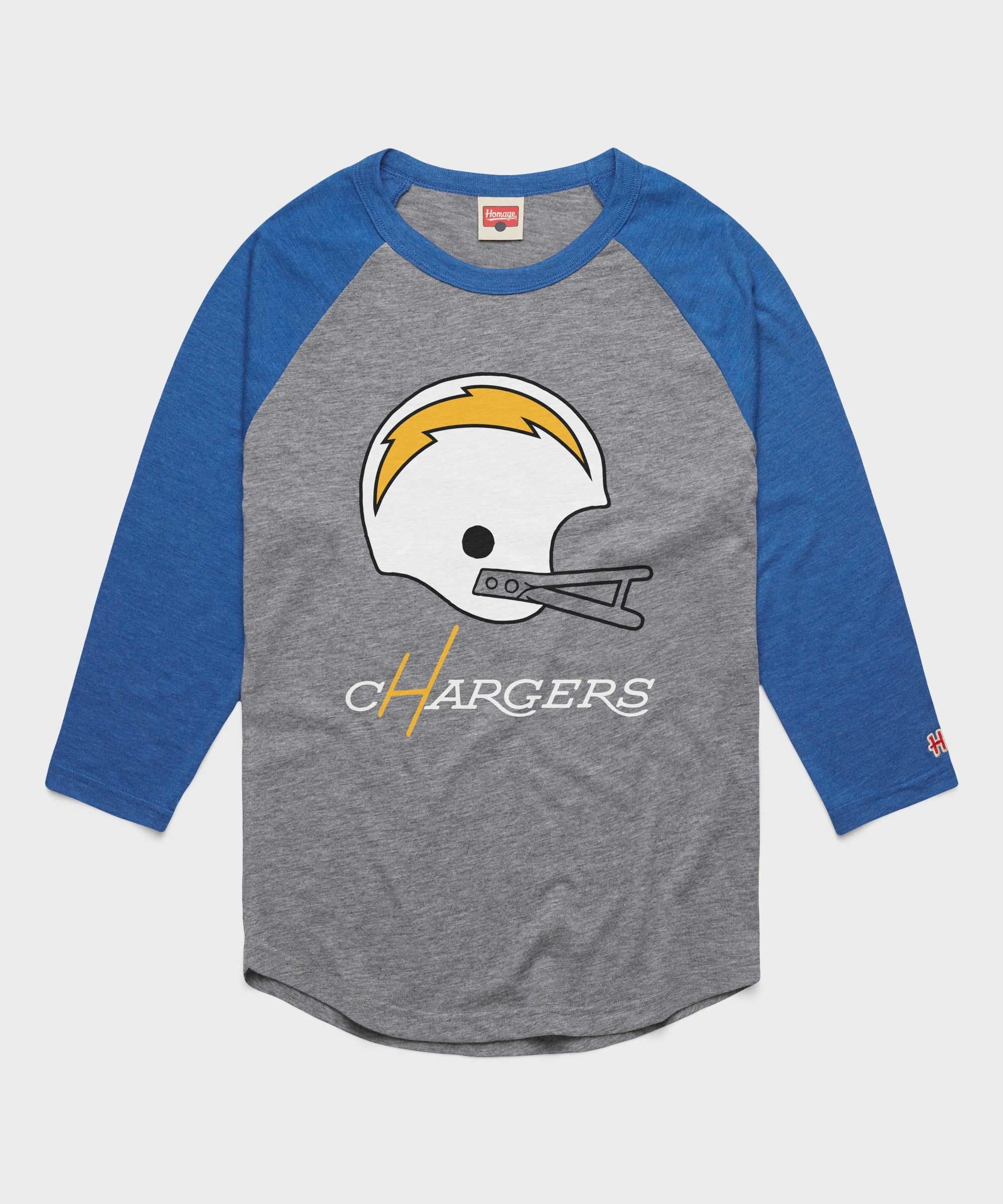 los angeles chargers big helmet raglan