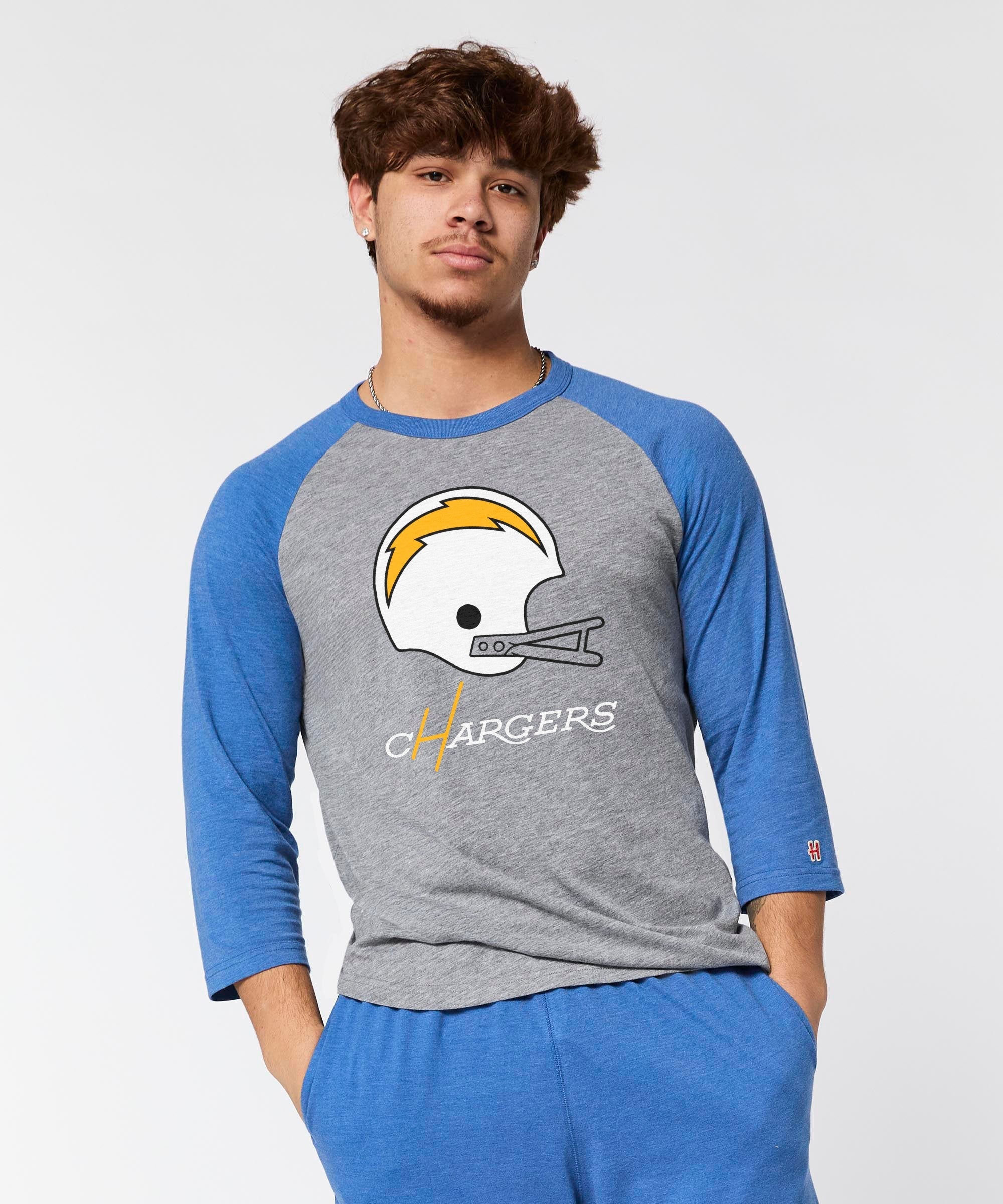 los angeles chargers big helmet raglan