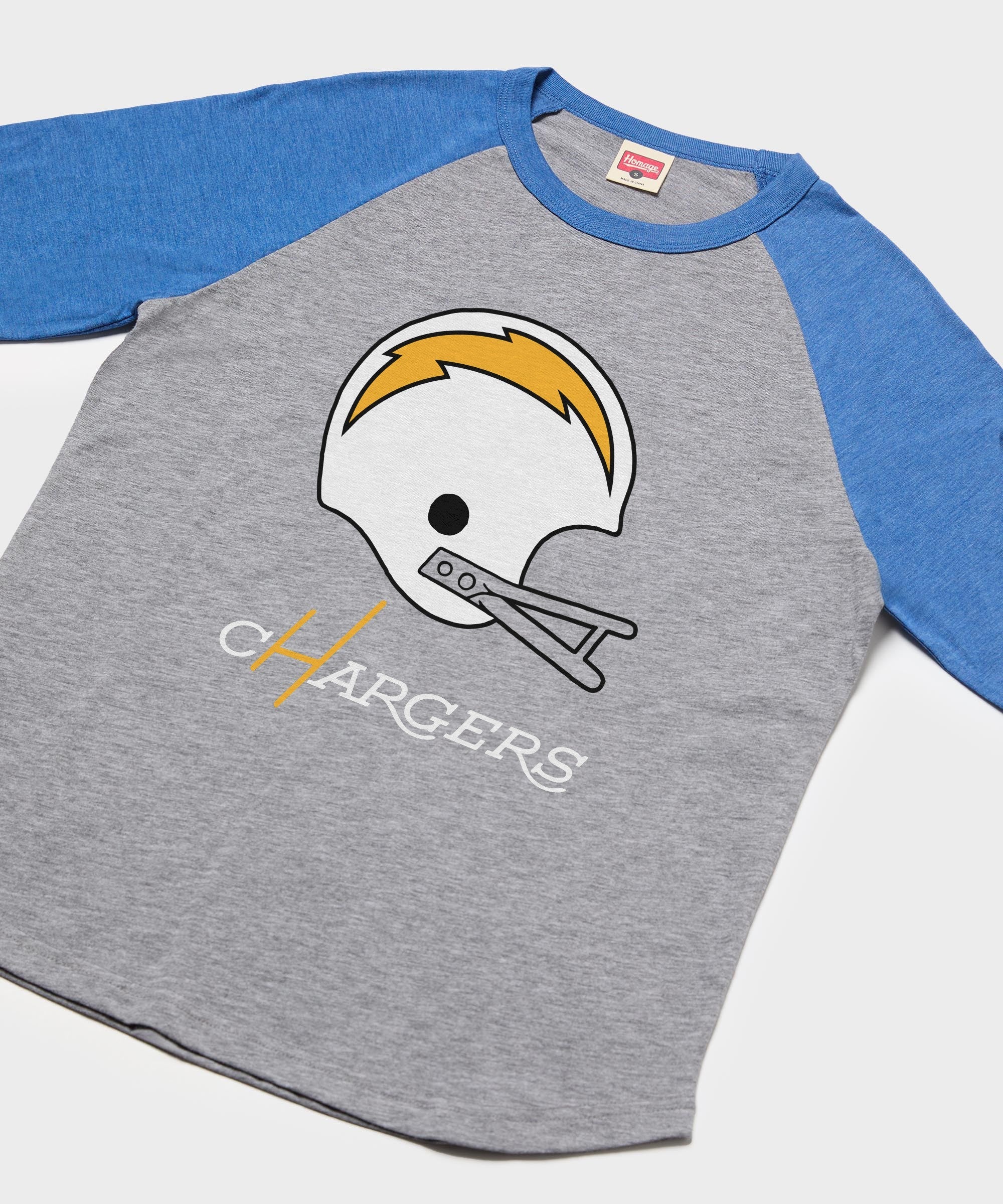los angeles chargers big helmet raglan