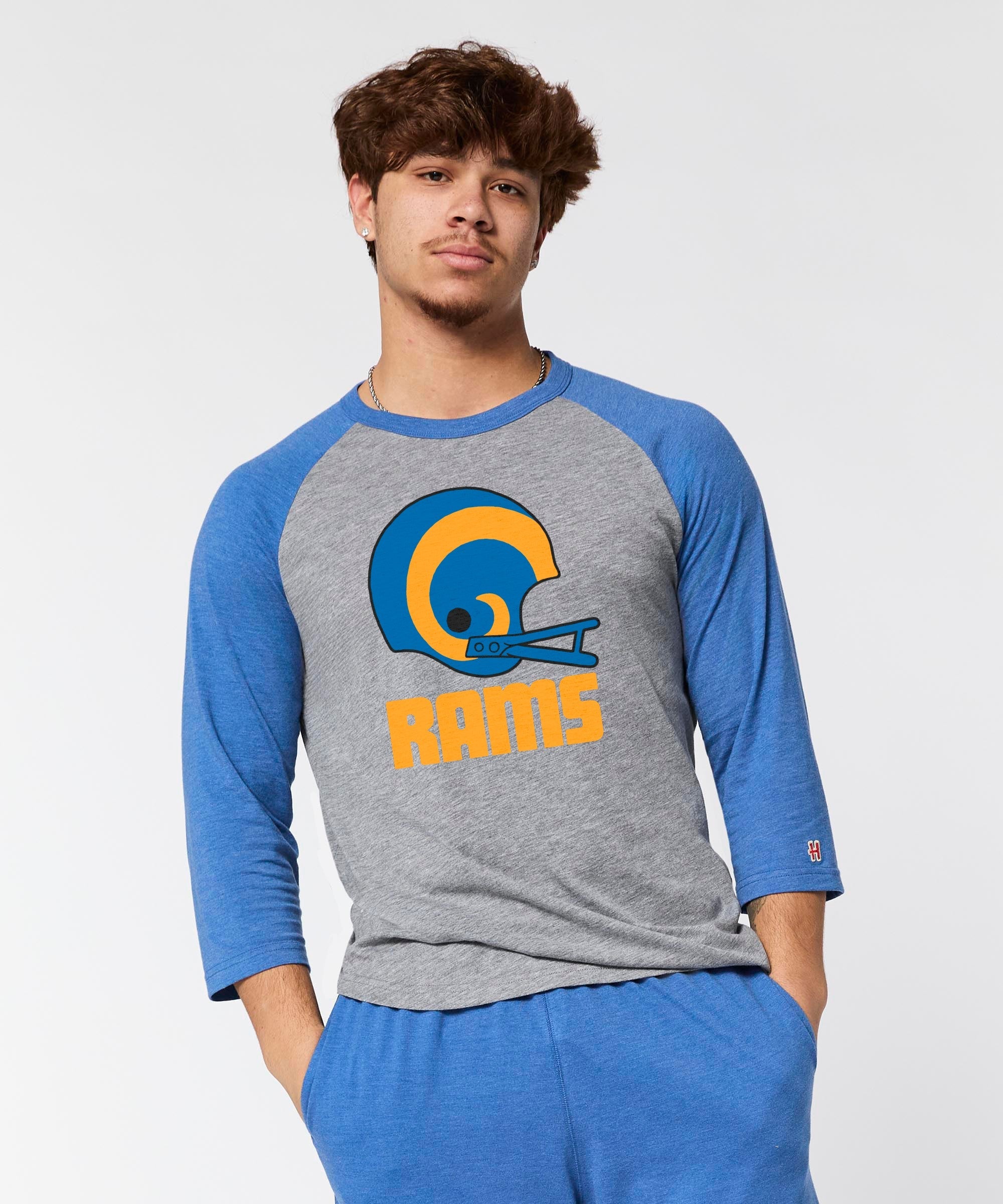 los angeles rams big helmet raglan