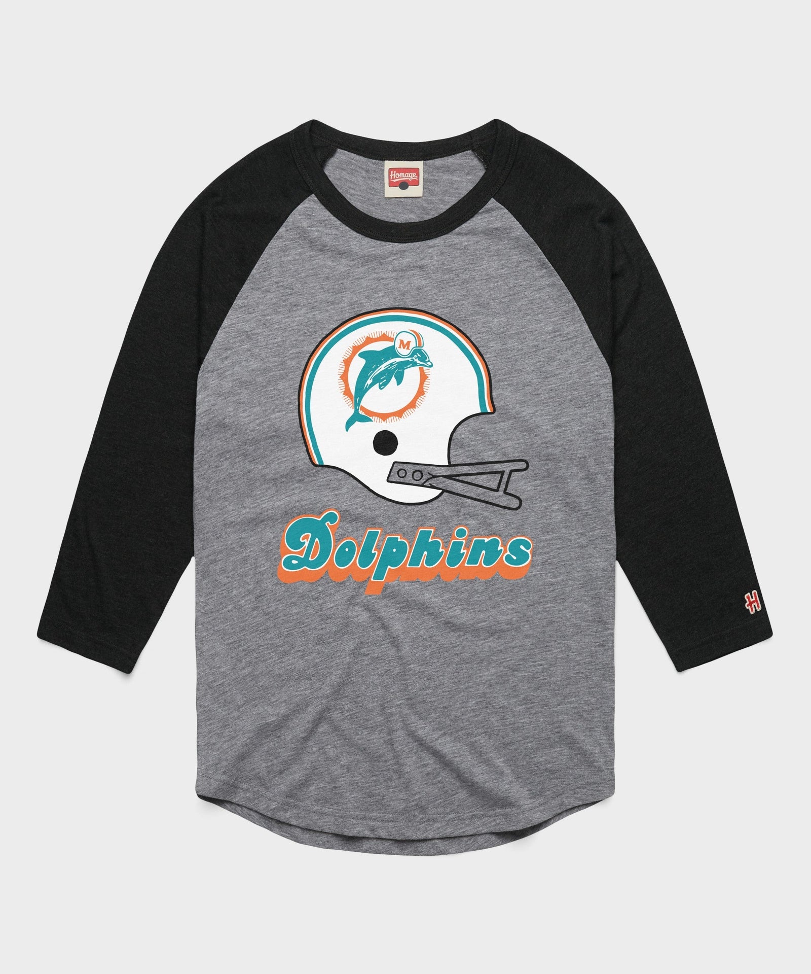 miami dolphins big helmet raglan