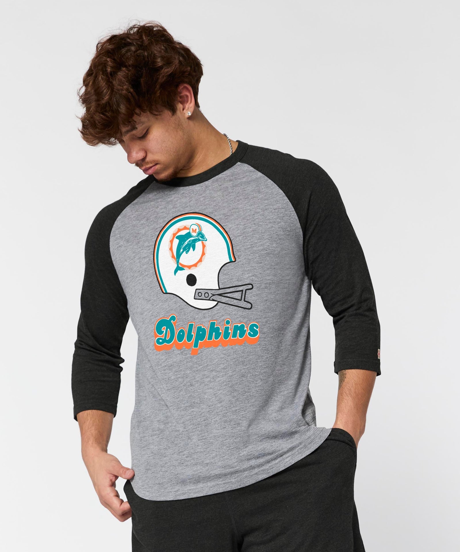 miami dolphins big helmet raglan
