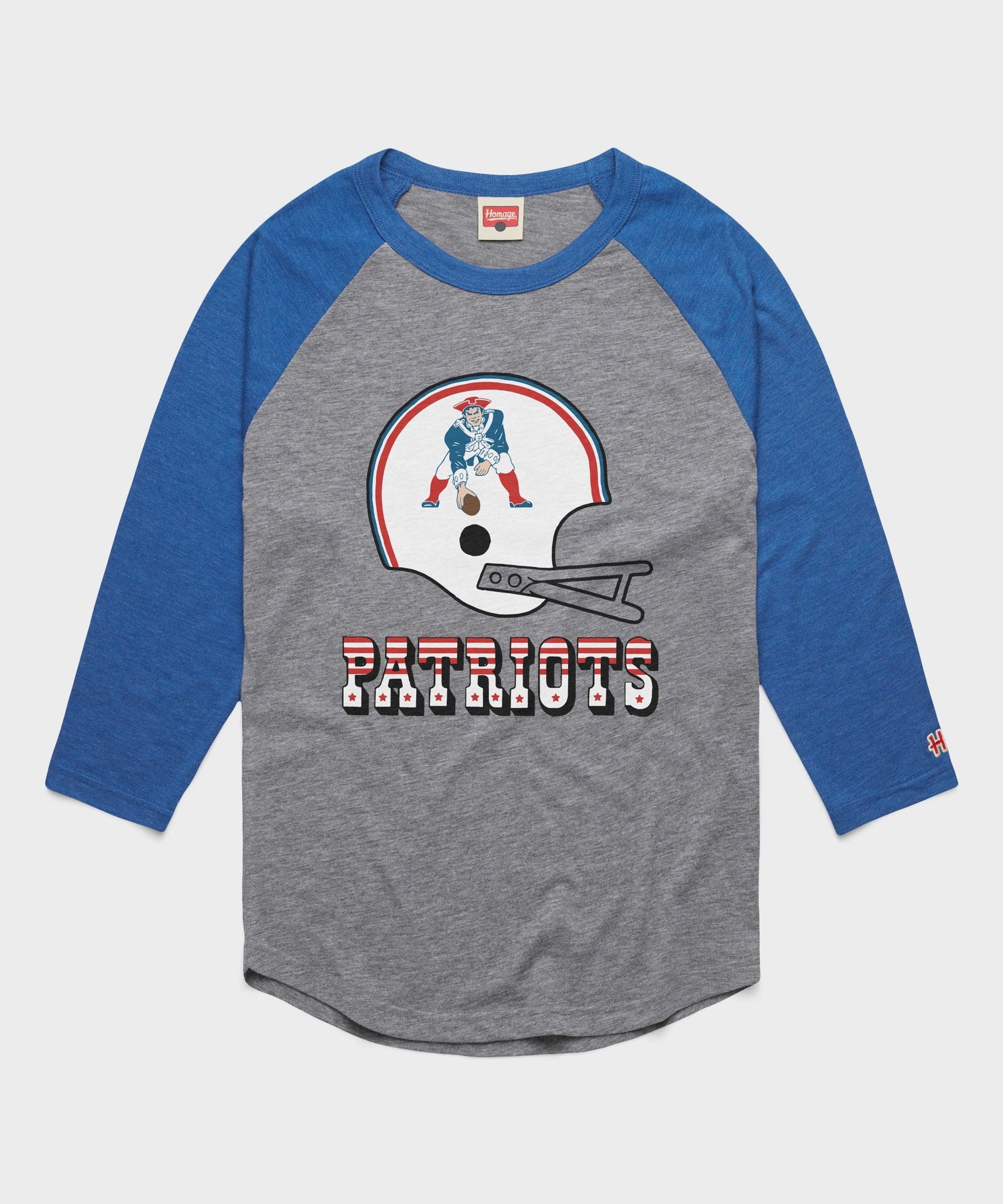 new england patriots big helmet raglan