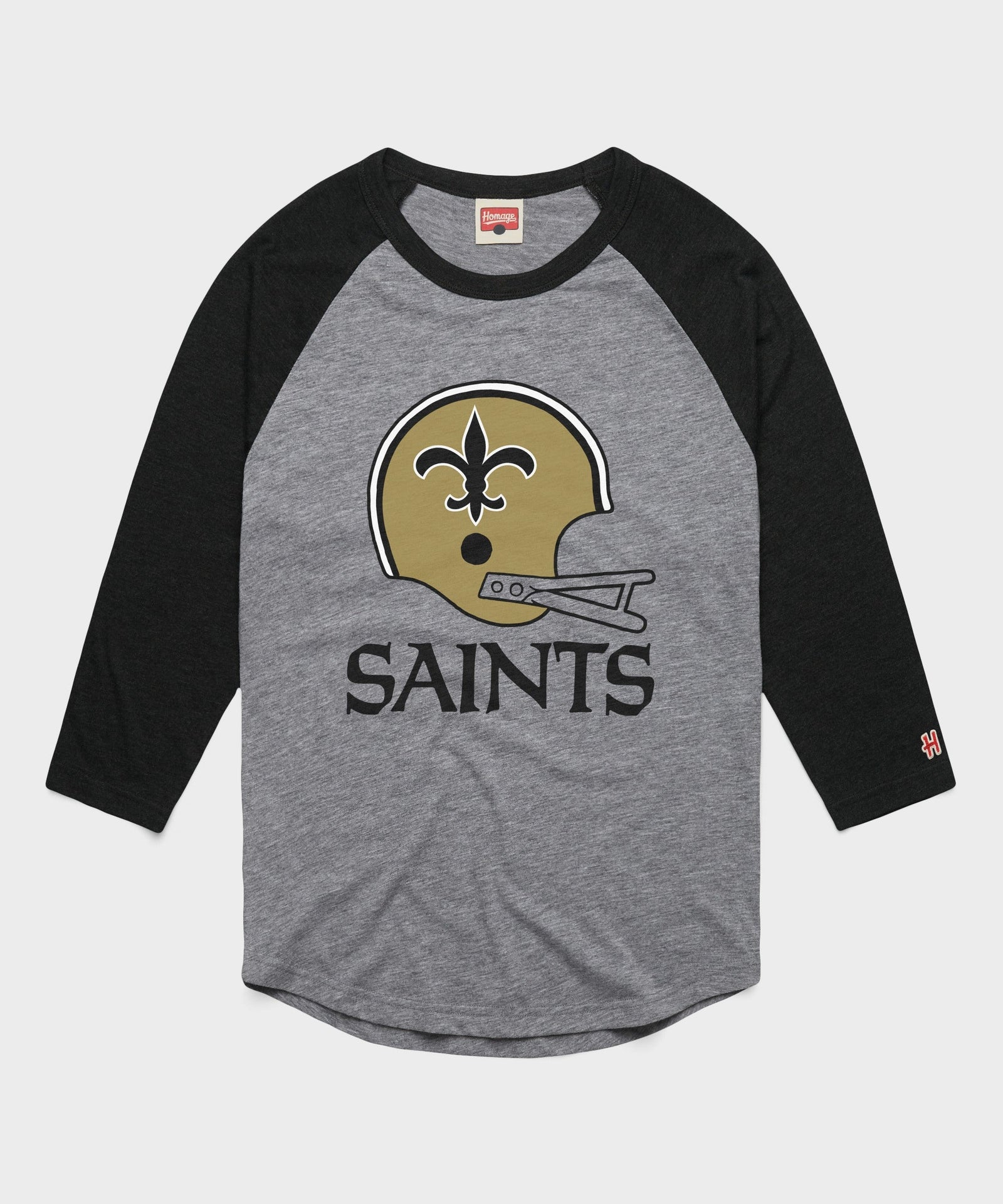 new orleans saints big helmet raglan