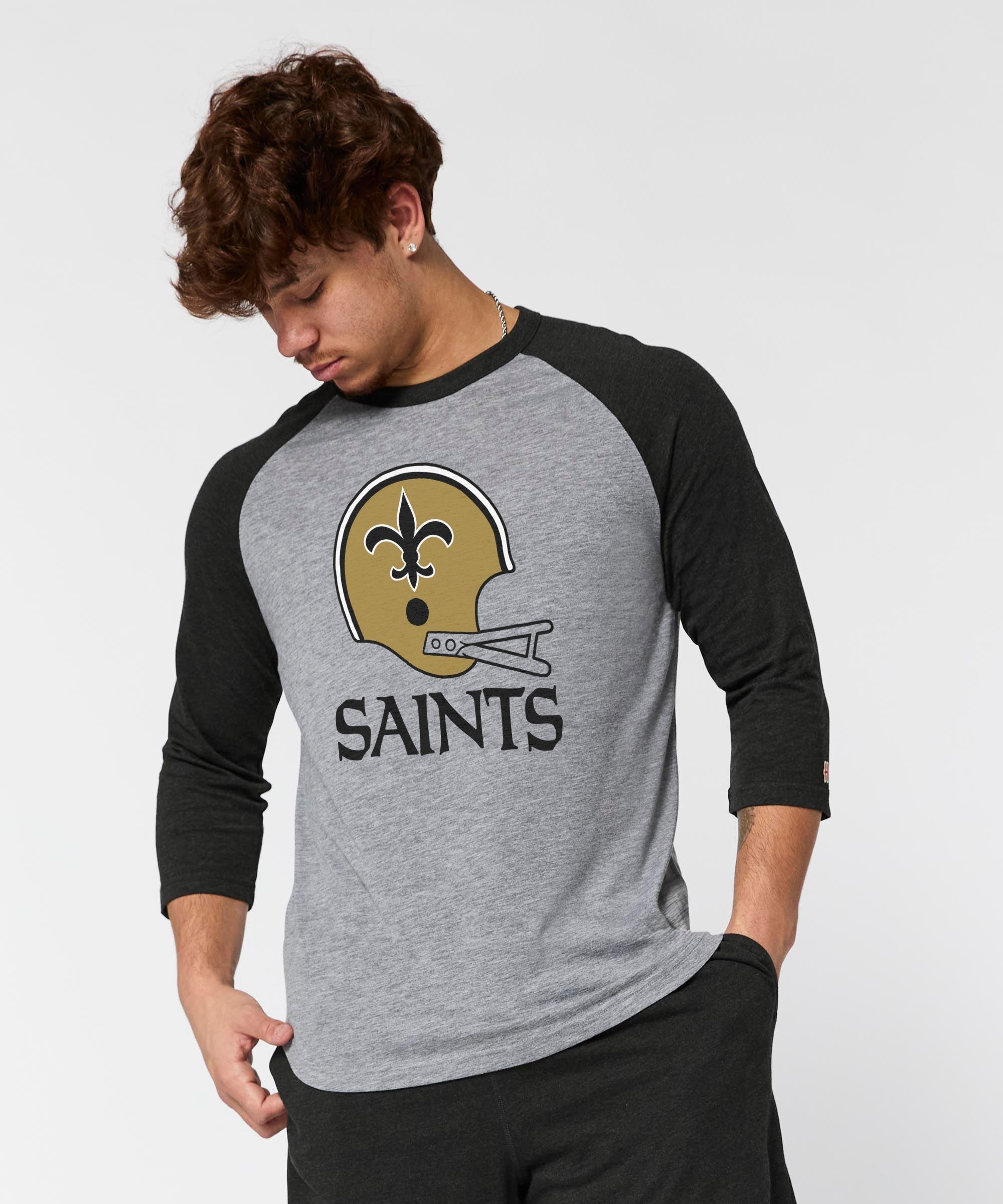 new orleans saints big helmet raglan