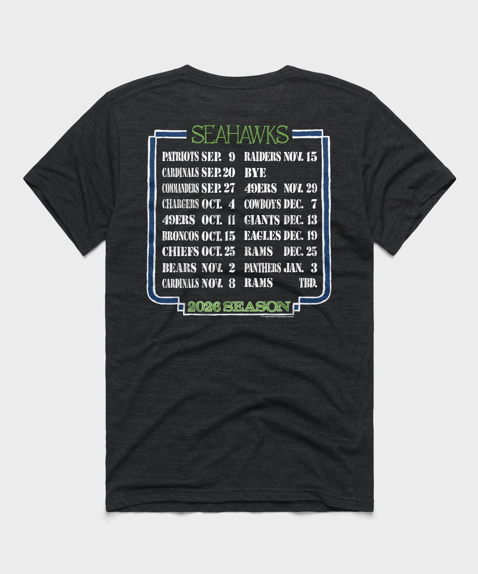 Queen x seattle seahawks schedule 2026