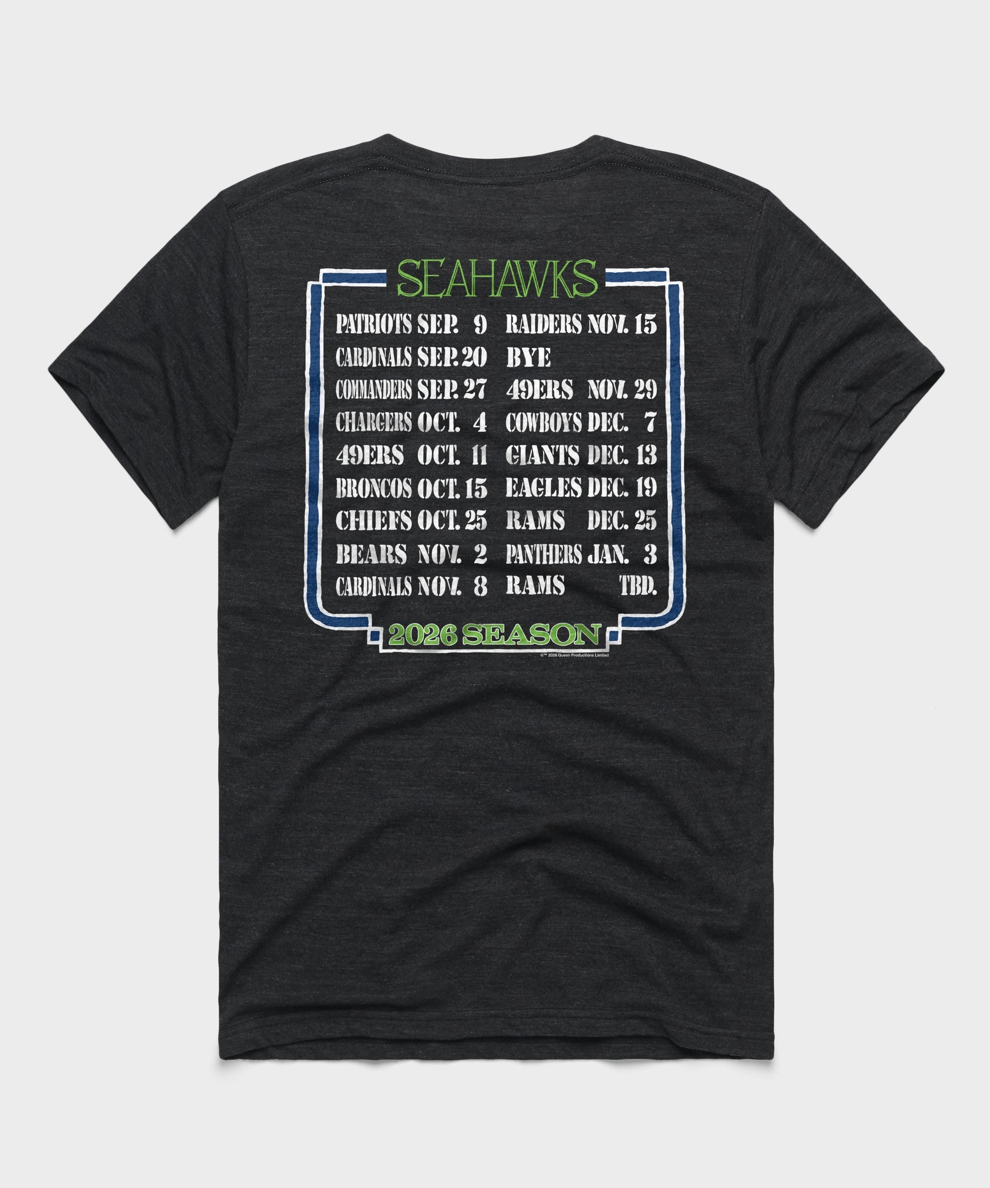 Queen x seattle seahawks schedule 2026