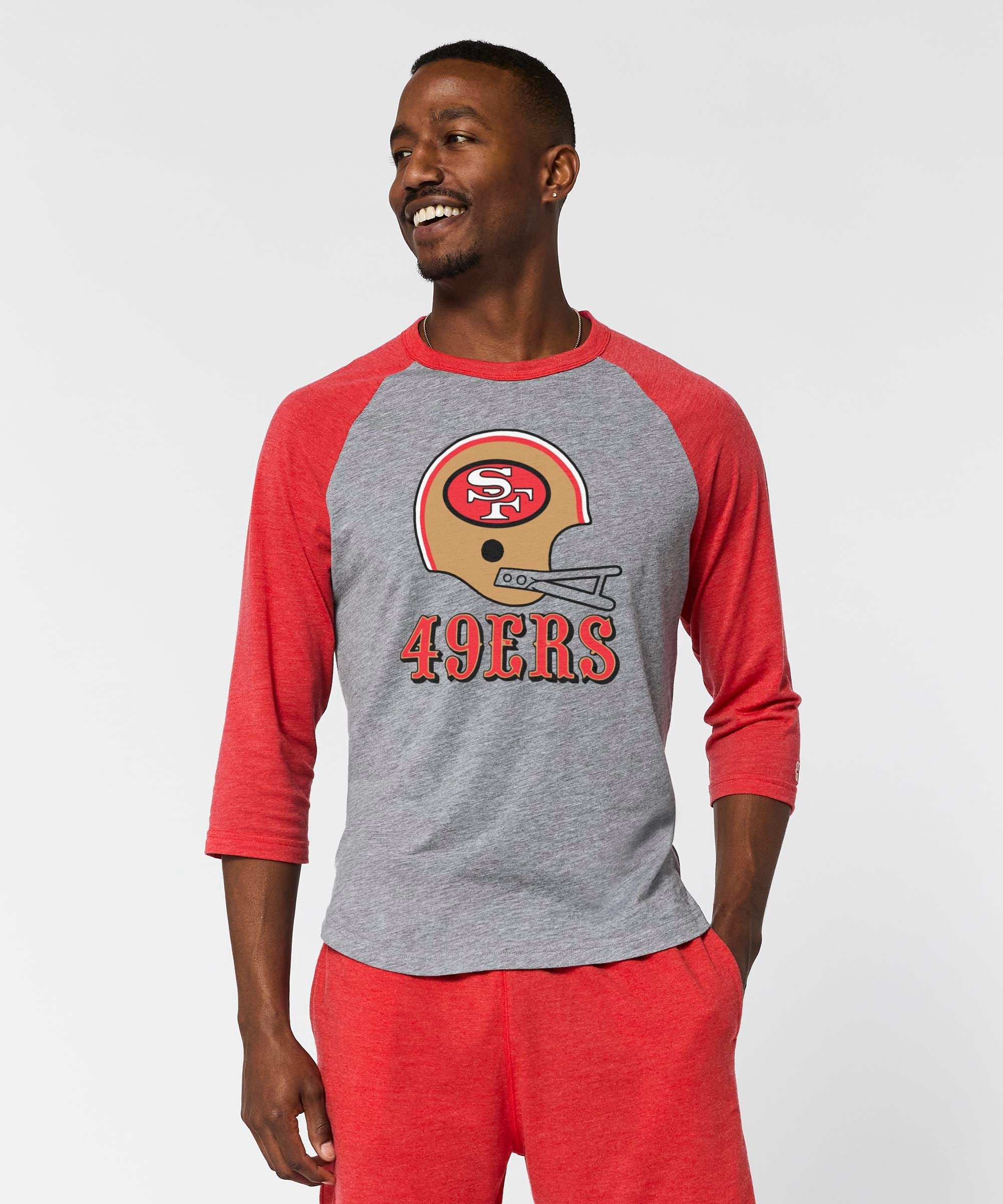 san francisco 49ers big helmet raglan
