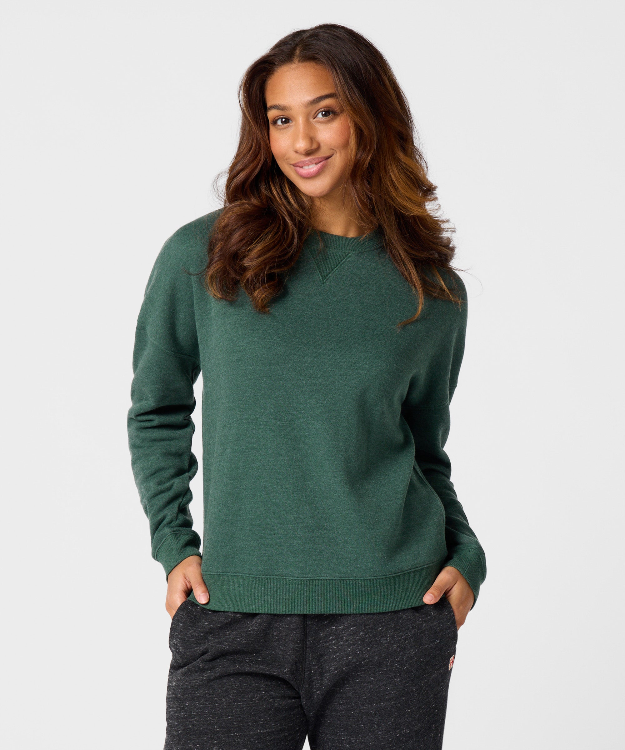 Women's Go-To Drop Shoulder Crewneck Pine