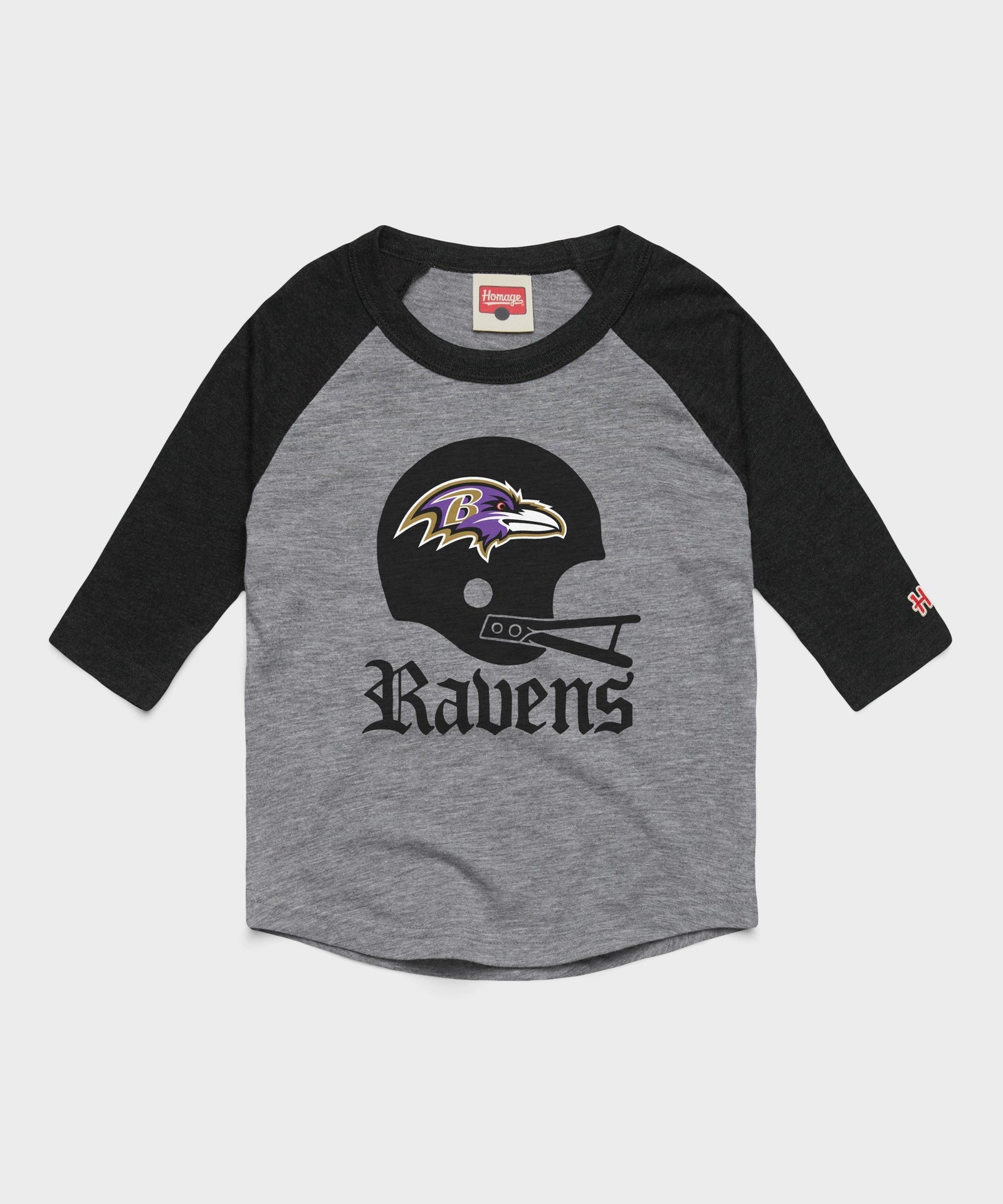 youth baltimore ravens big helmet raglan
