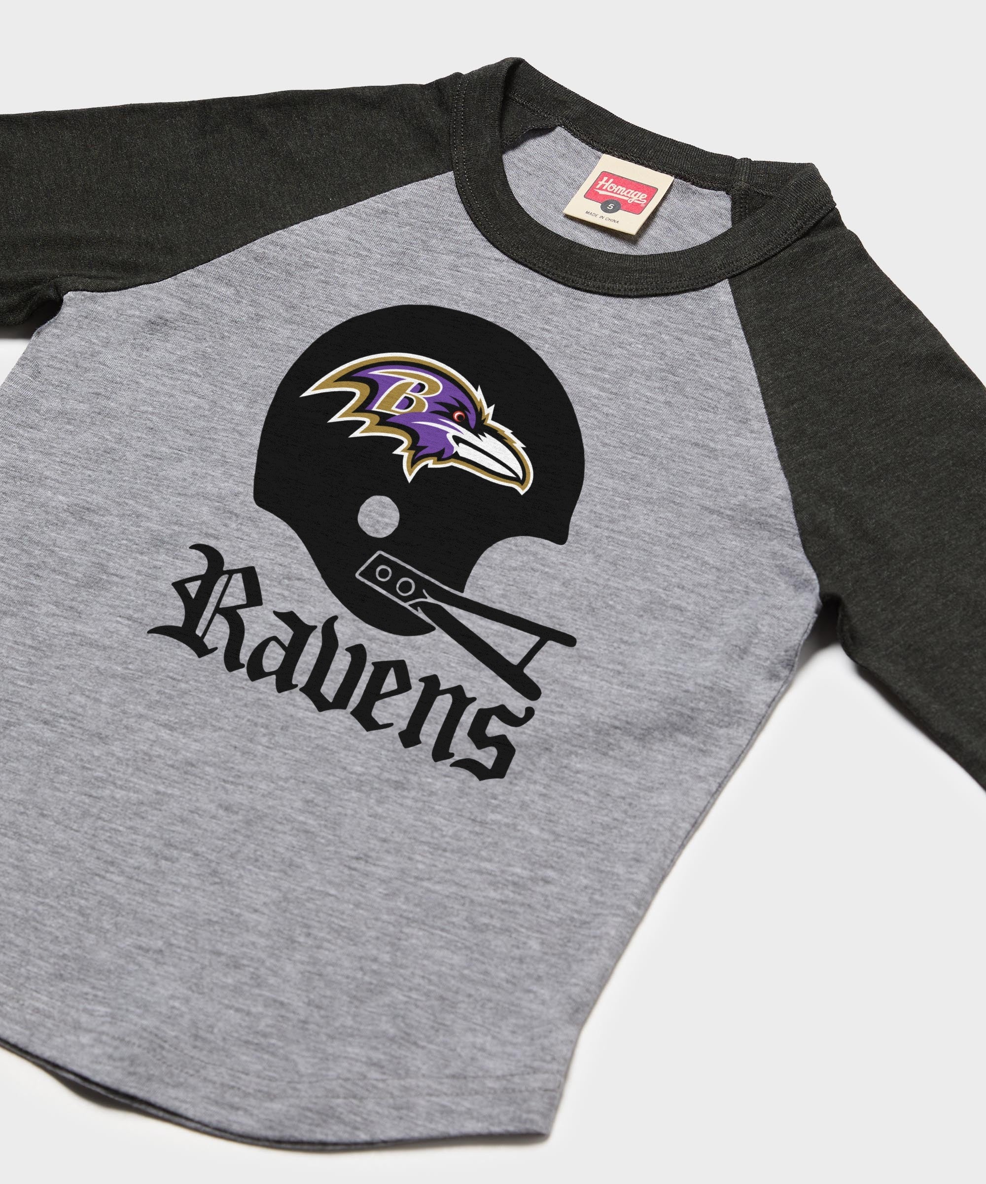 youth baltimore ravens big helmet raglan