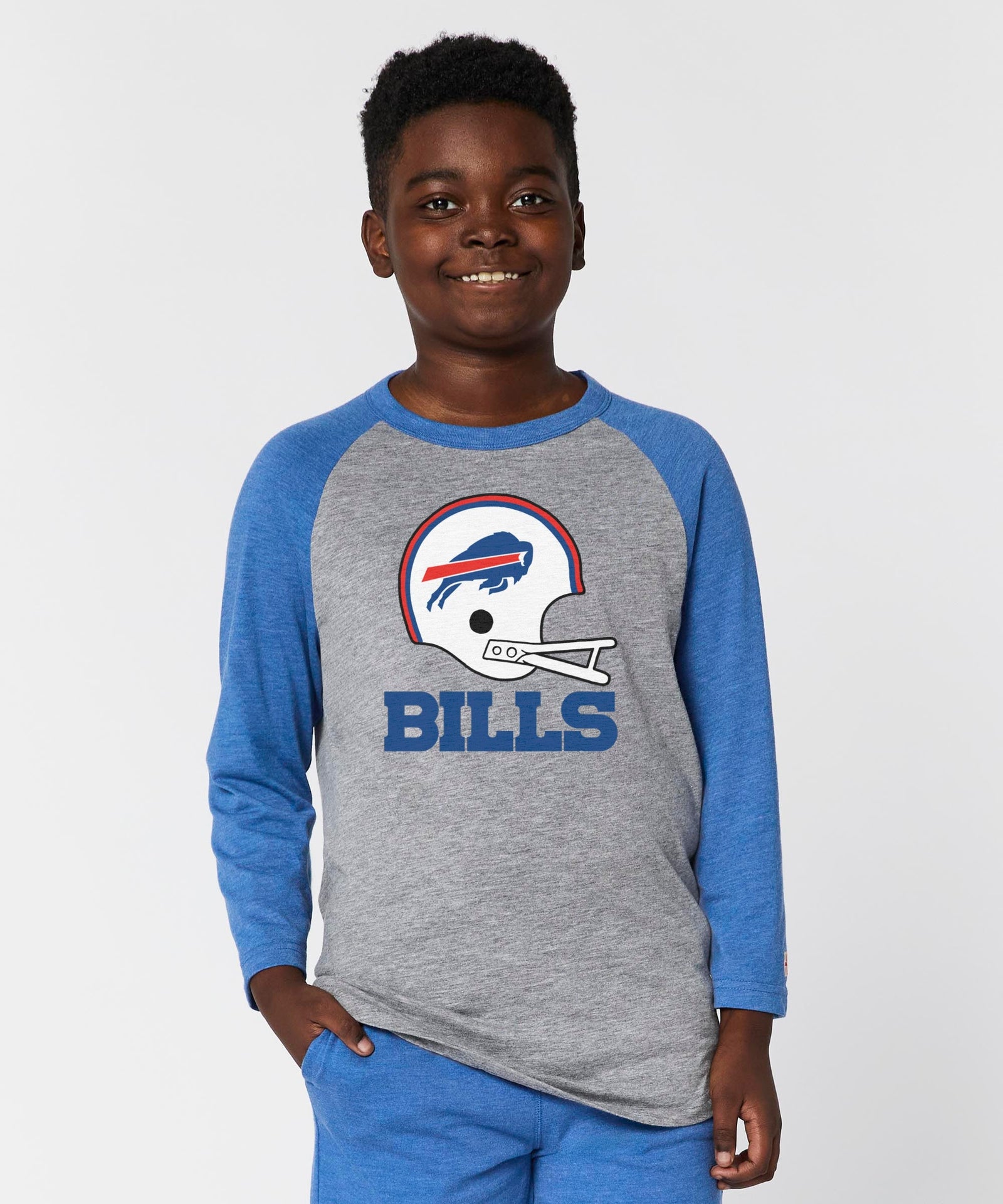 youth buffalo bills big helmet raglan