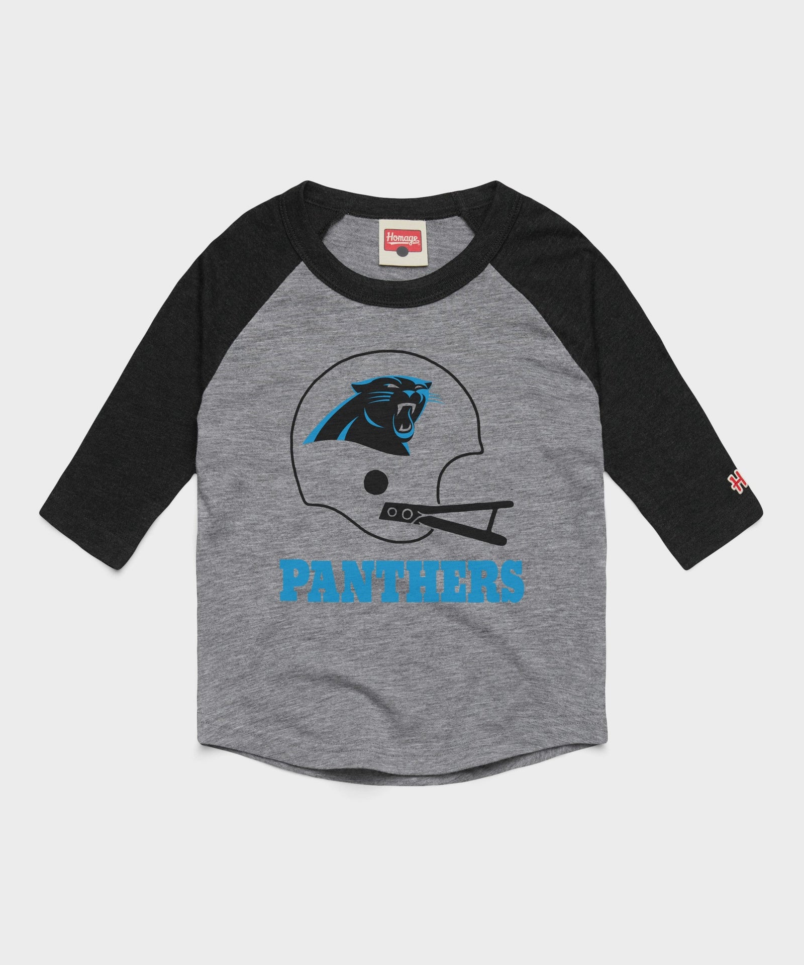 youth carolina panthers big helmet raglan