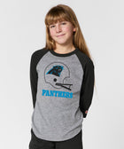 youth carolina panthers big helmet raglan
