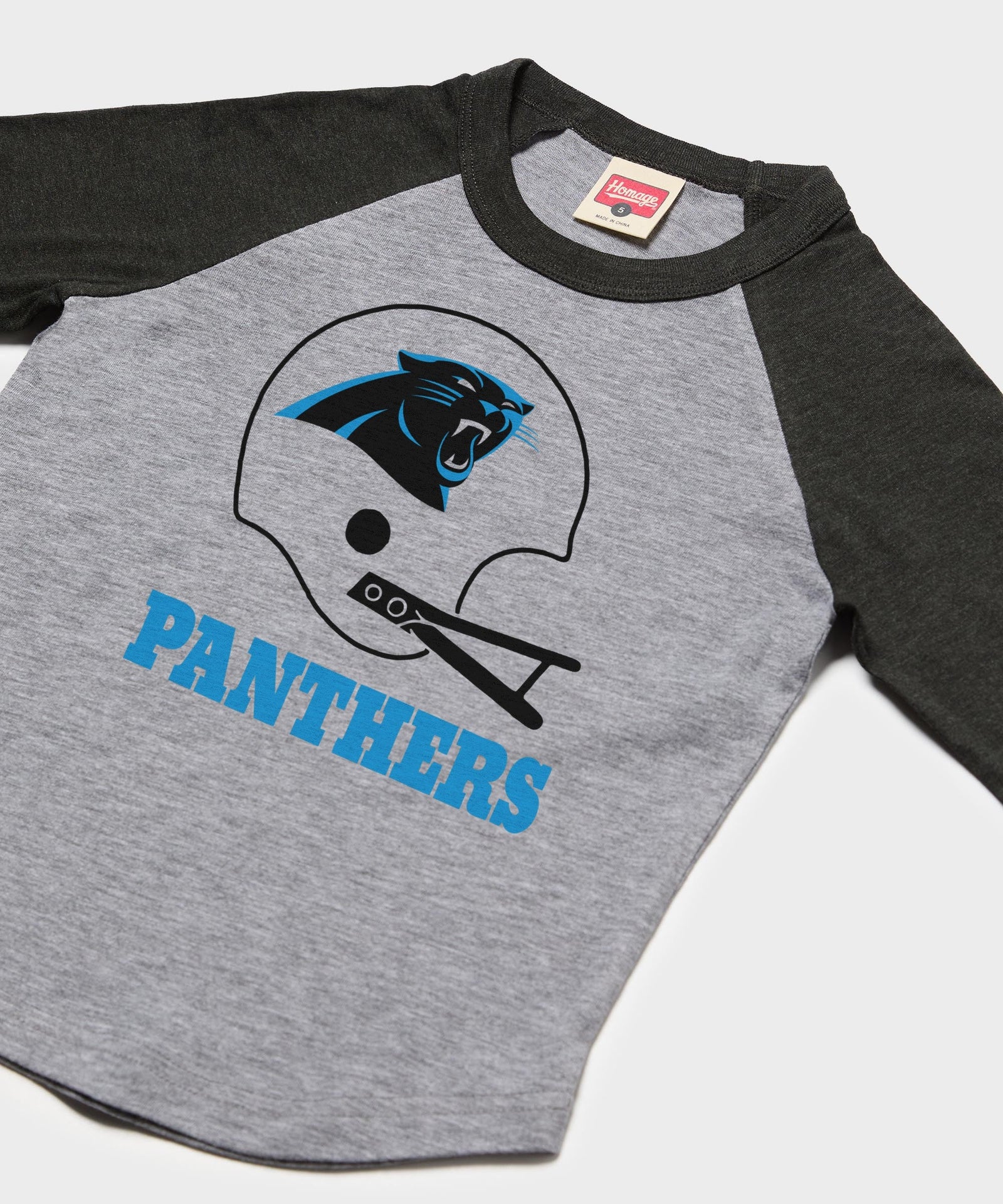 youth carolina panthers big helmet raglan