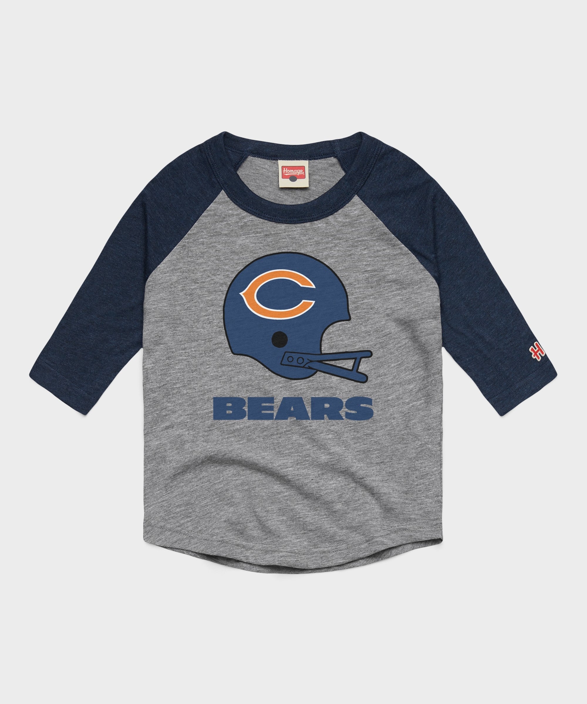 youth chicago bears big helmet raglan