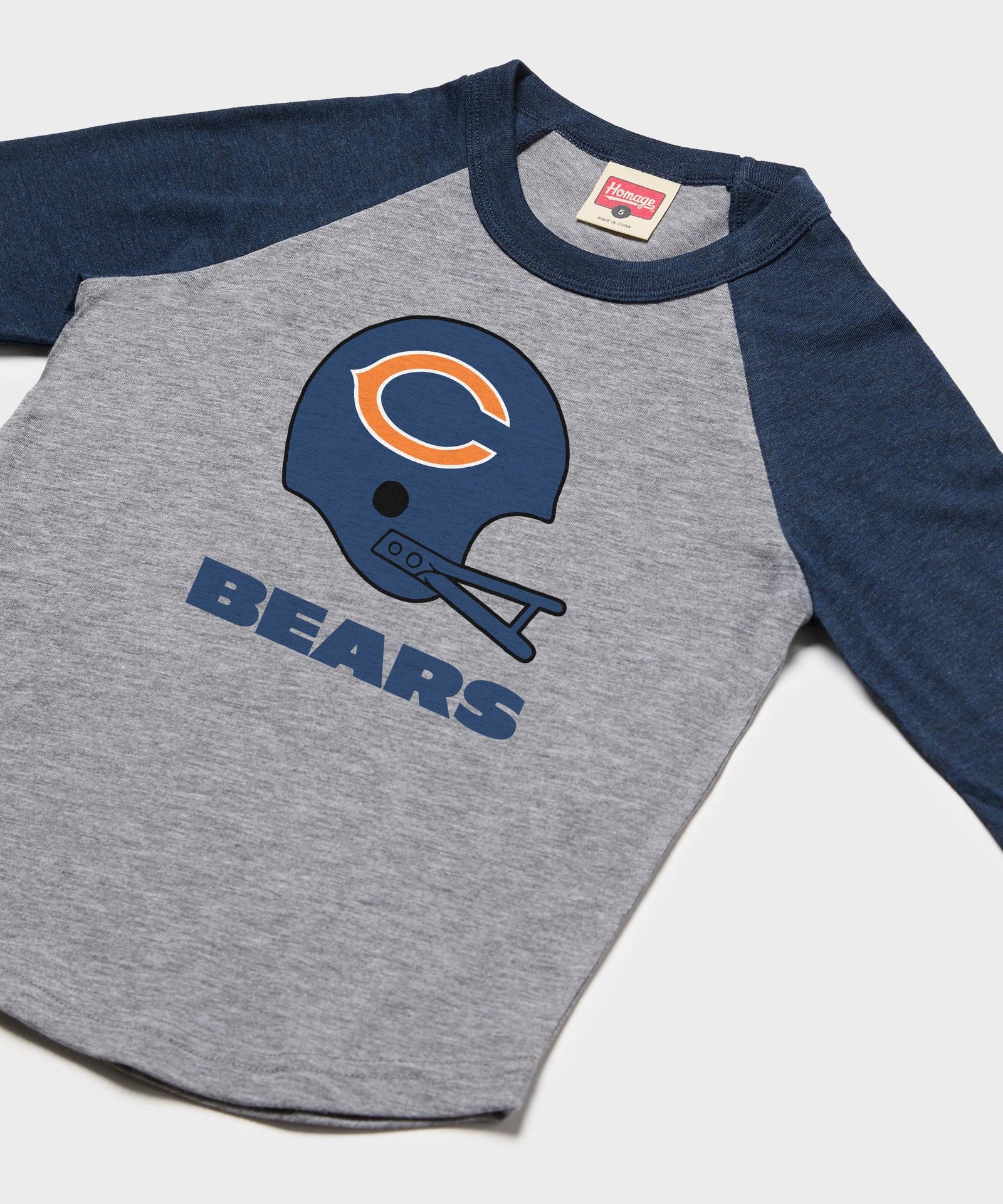 youth chicago bears big helmet raglan